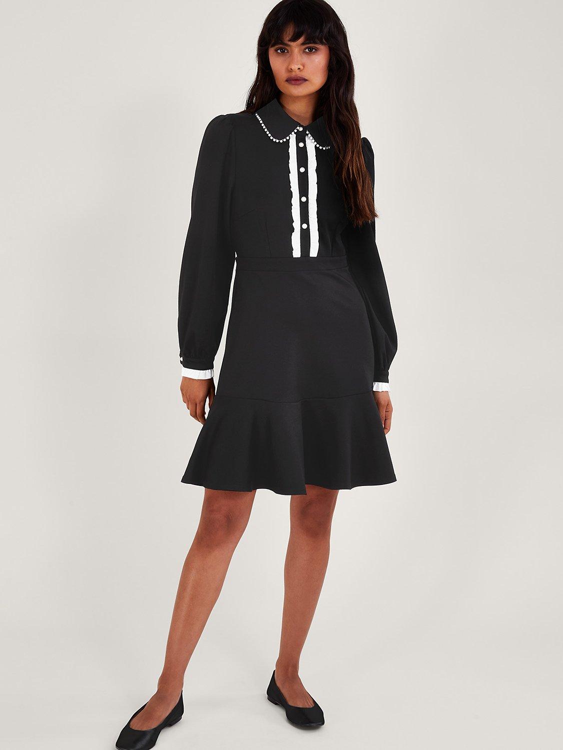Monsoon Paloma Ponte Dress, Black/White