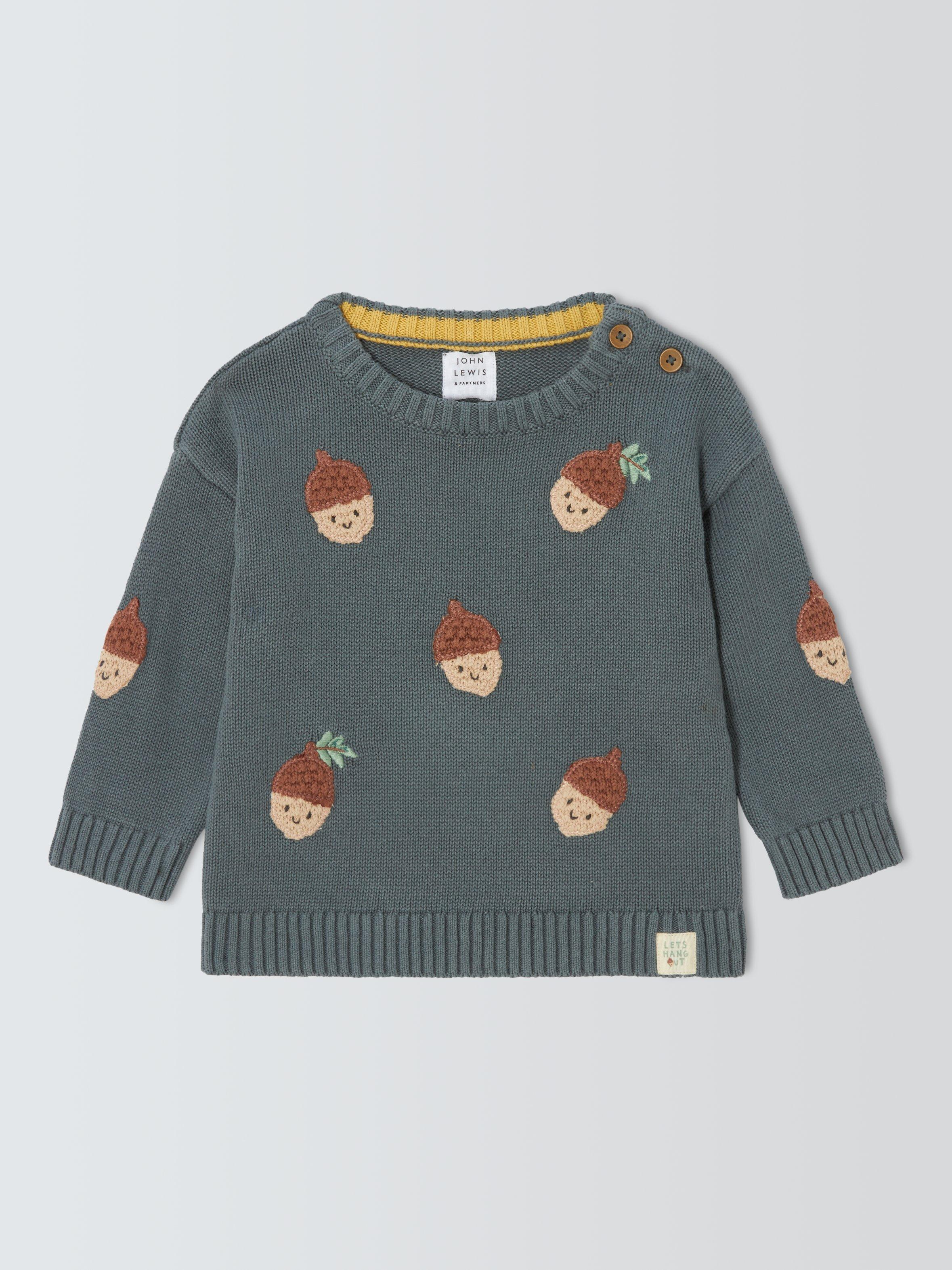 John Lewis Baby Acorn Embroidered Cotton Jumper Multi