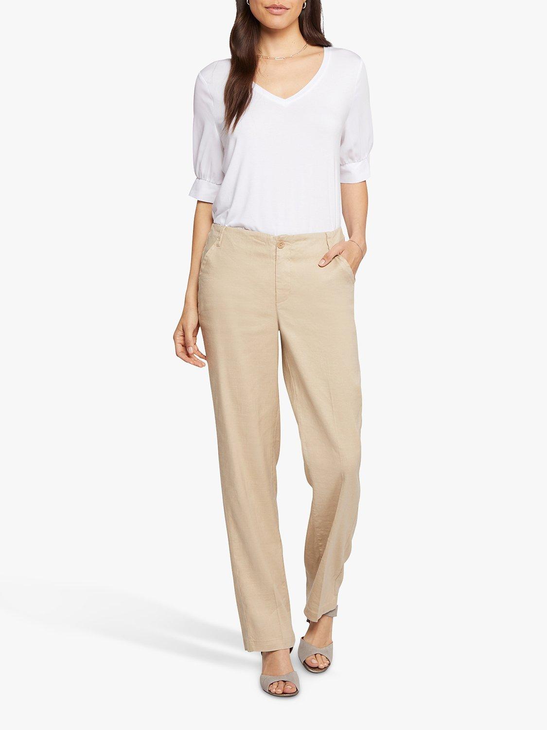 NYDJ Marilyn Linen Blend Straight Leg Trousers, Feather