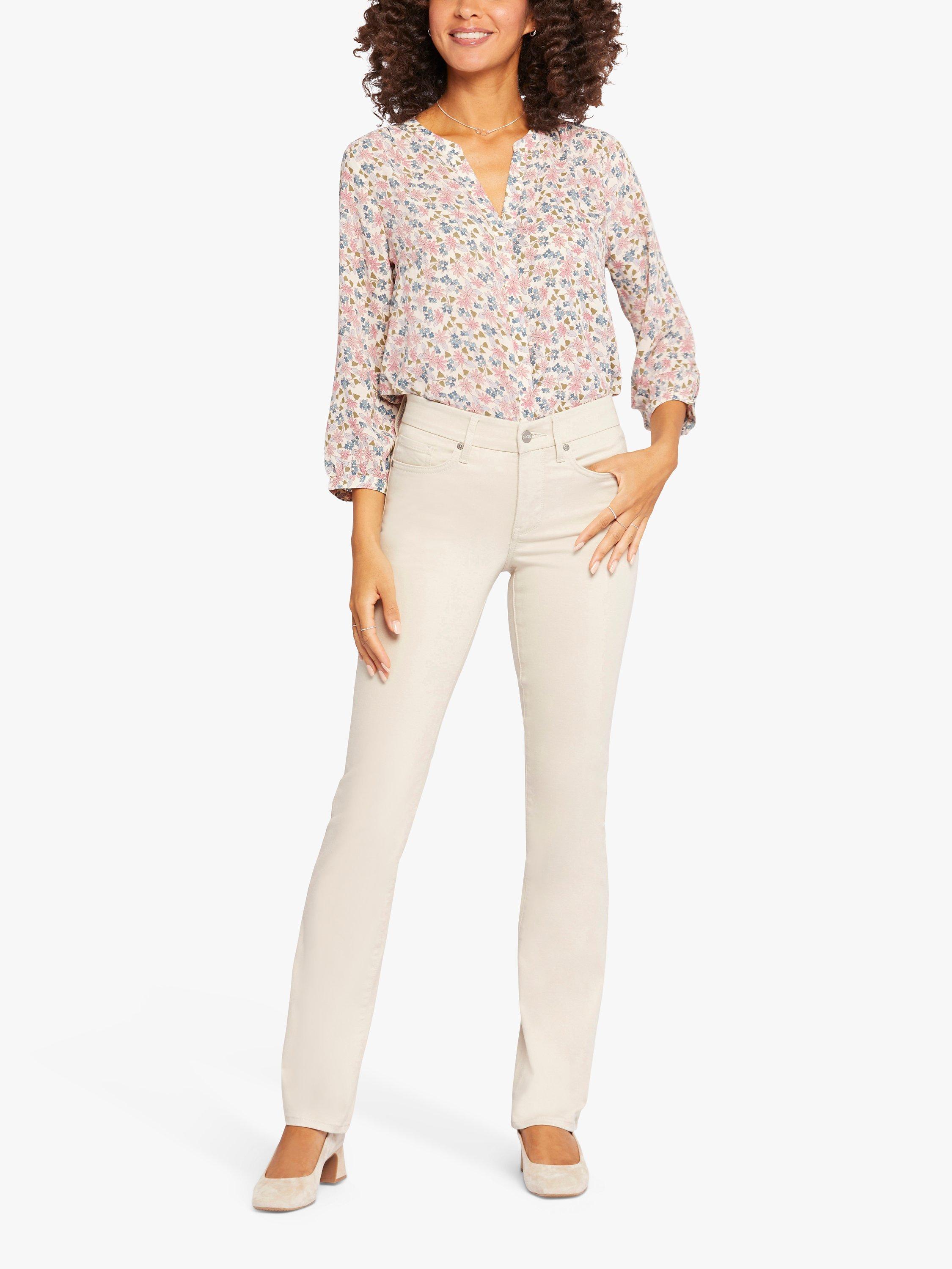 NYDJ Waist-Match Marilyn Straight Jeans, Feather, XS