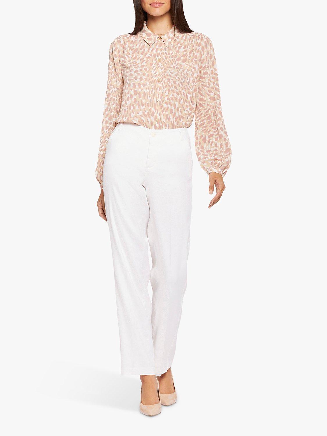 NYDJ Marilyn Linen Blend Straight Leg Trousers, Optic White, 10