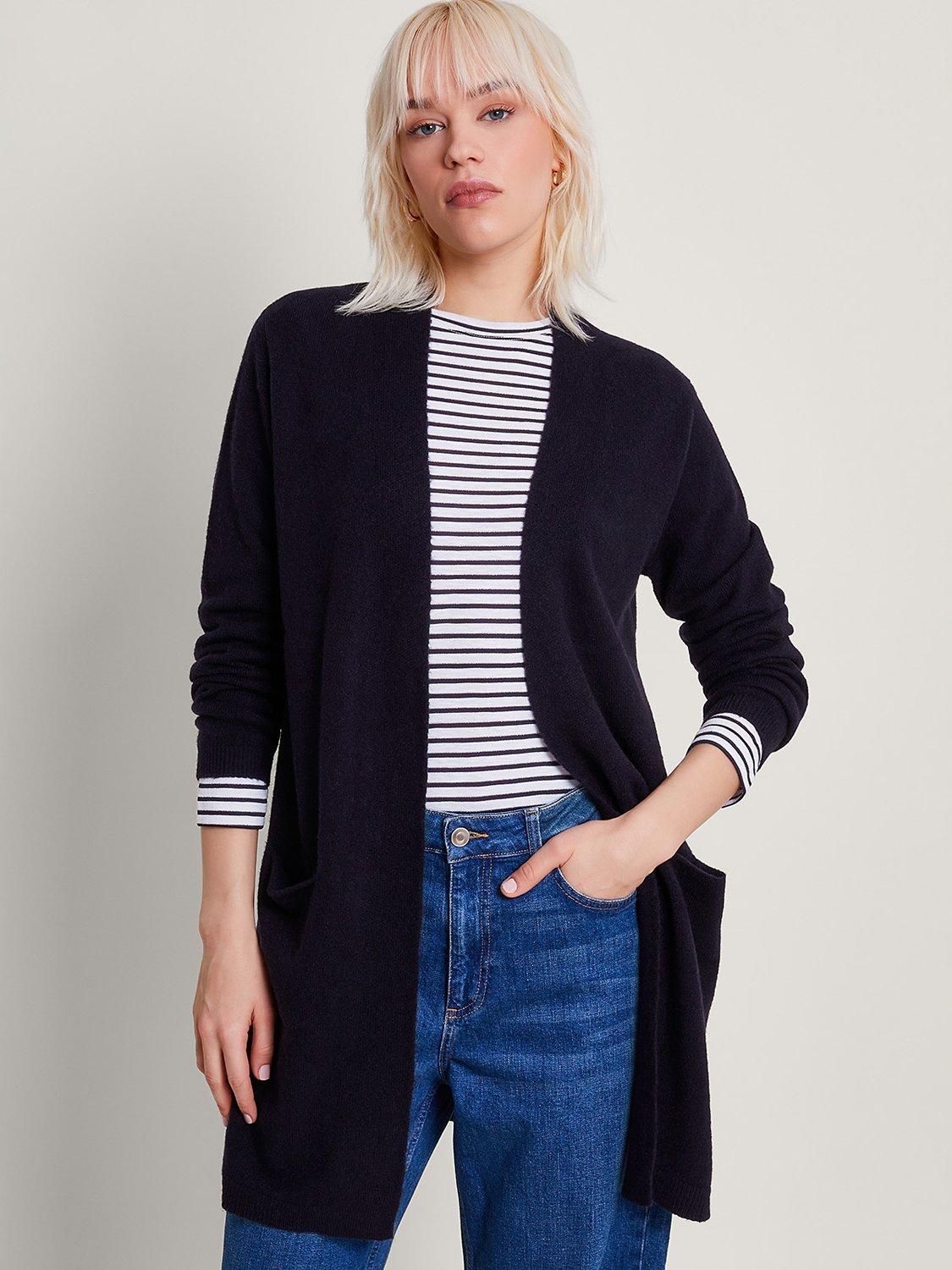 Monsoon Lenny Longline Cardigan, Navy