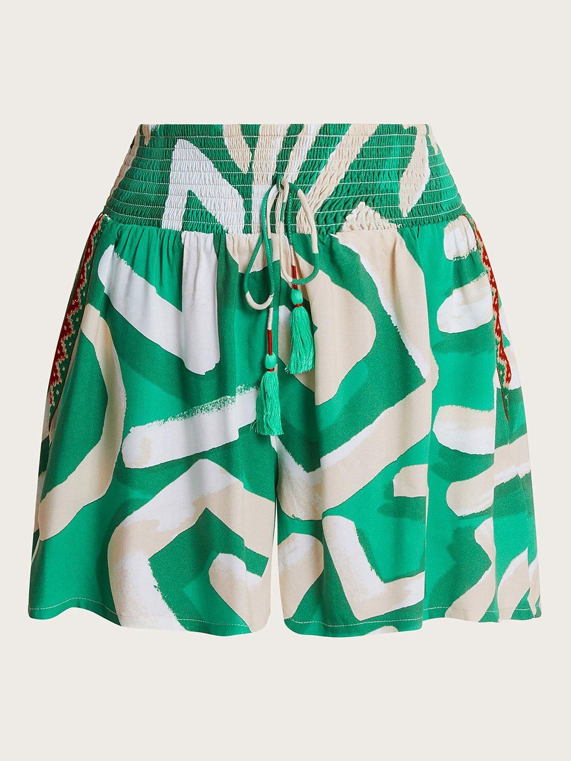 Monsoon Posy Beach Shorts, Green/Multi, XL