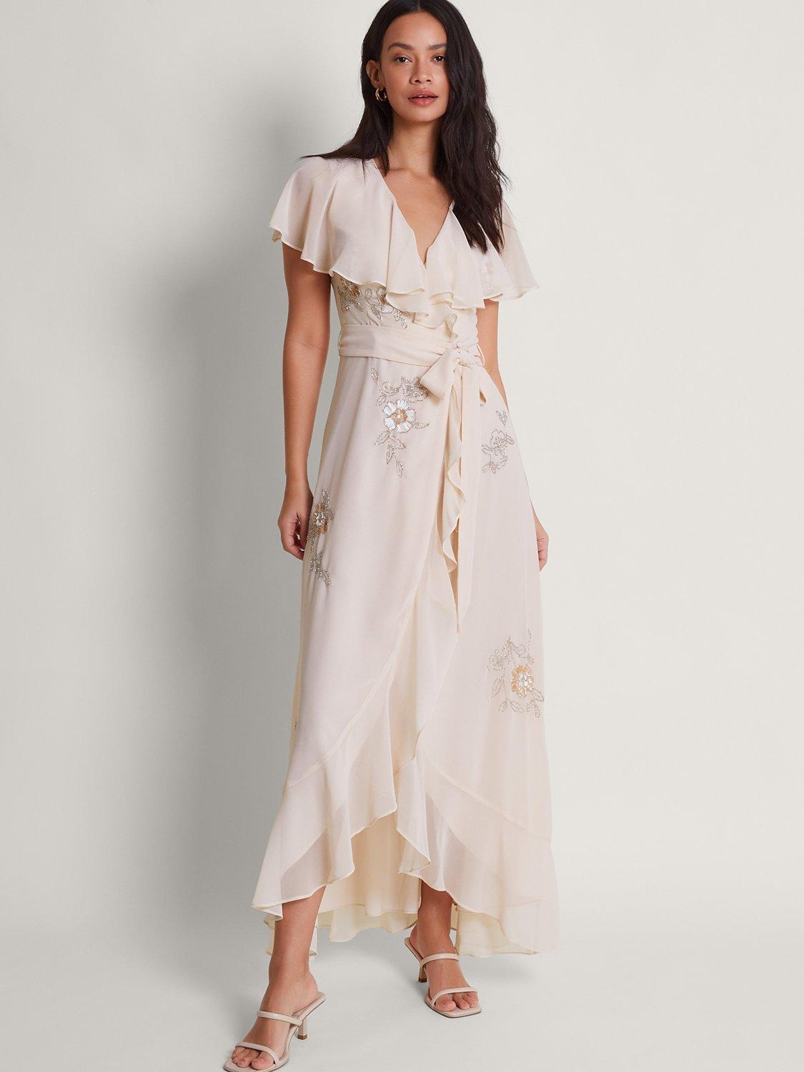 Monsoon Ausha Embroidered Wrap Dress, Blush