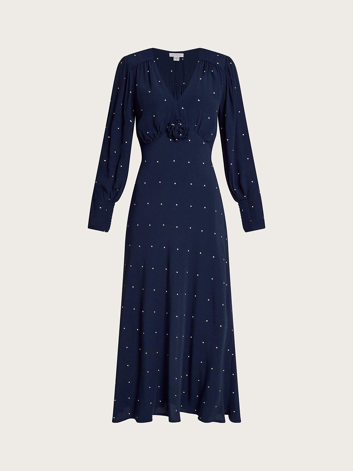 Monsoon blue polka dot dress best sale