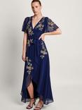 Monsoon Sarah Embellished Maxi Wrap Dress, Midnight