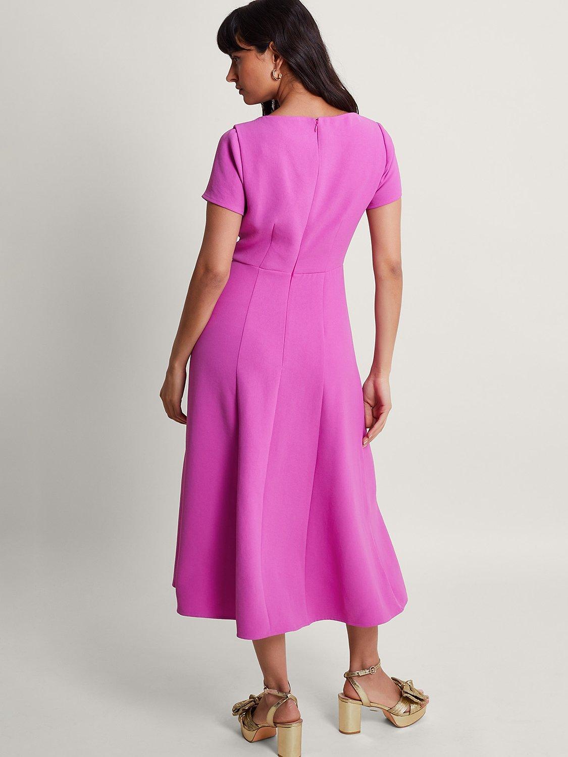 Monsoon Poppy Midi Dress, Pink, 12