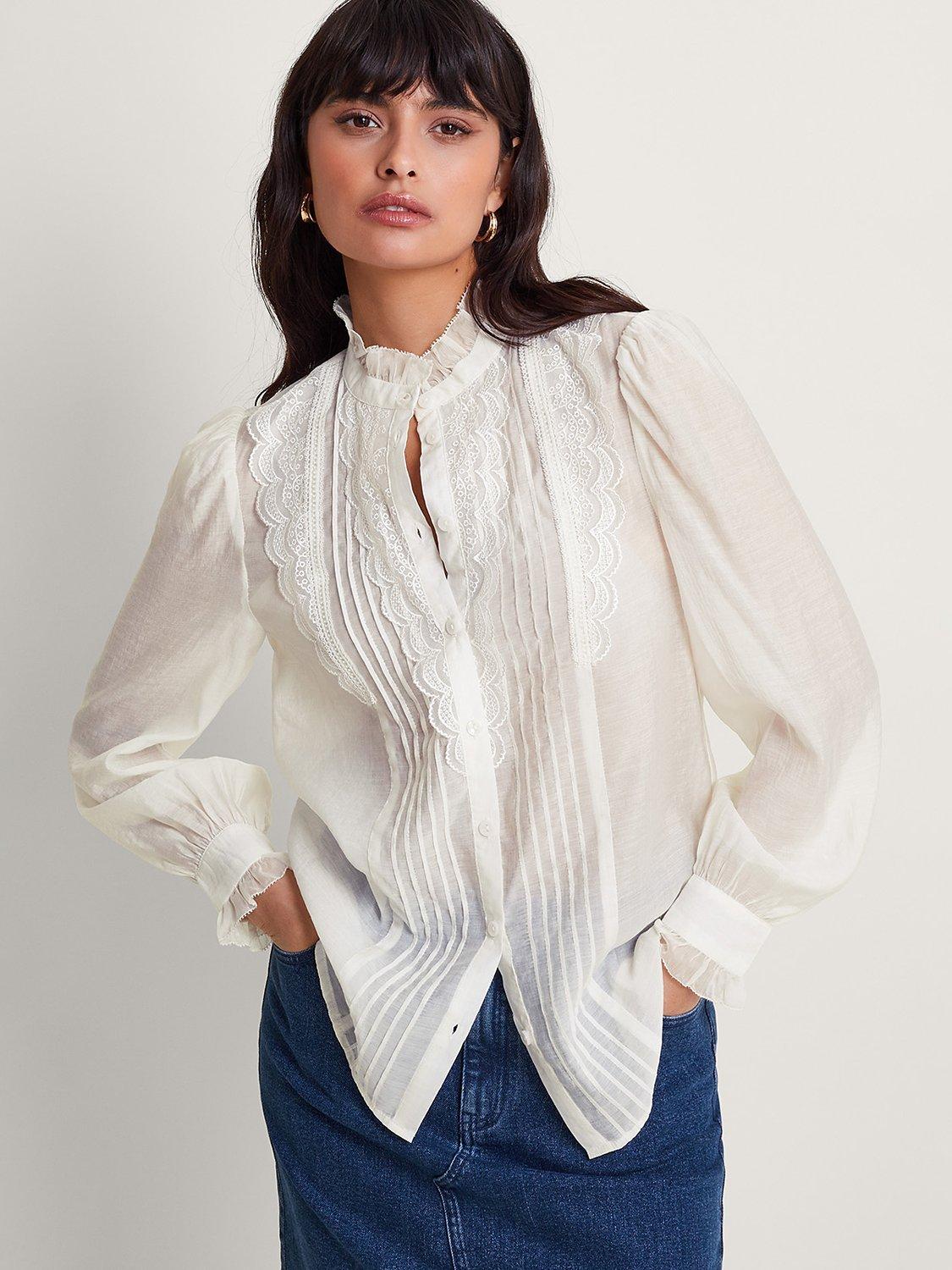 Monsoon Lena Lace Blouse, Ivory