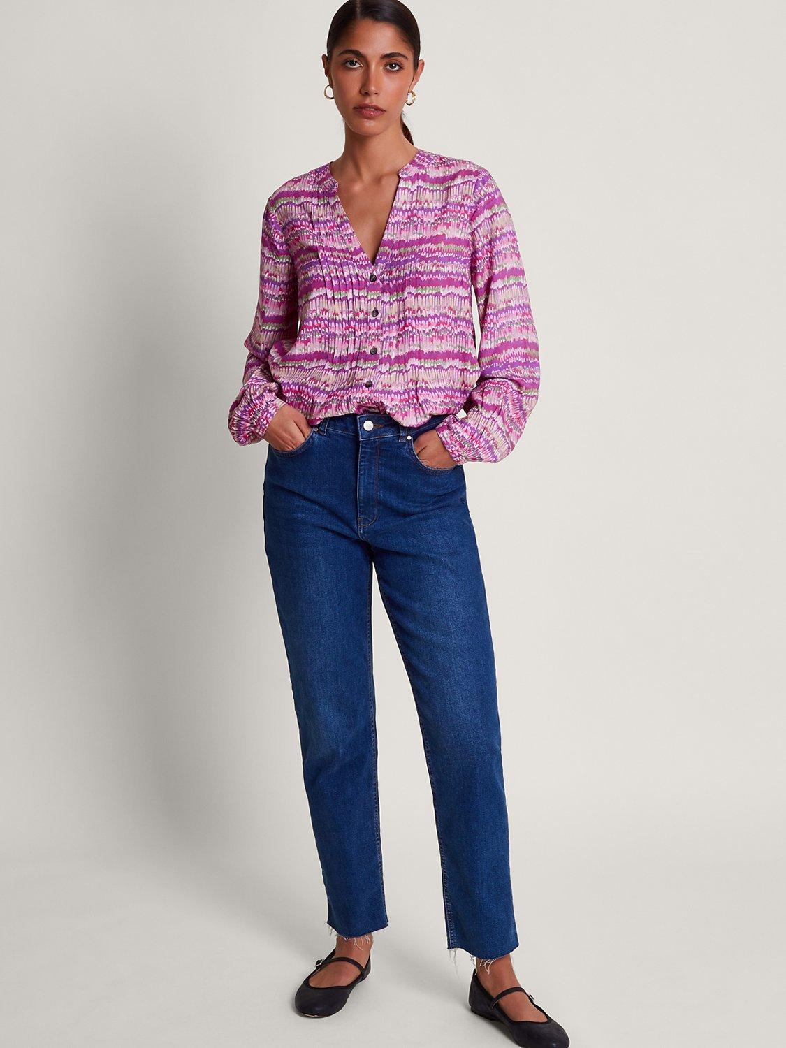 Monsoon Blaire V-Neck Blouse, Pink