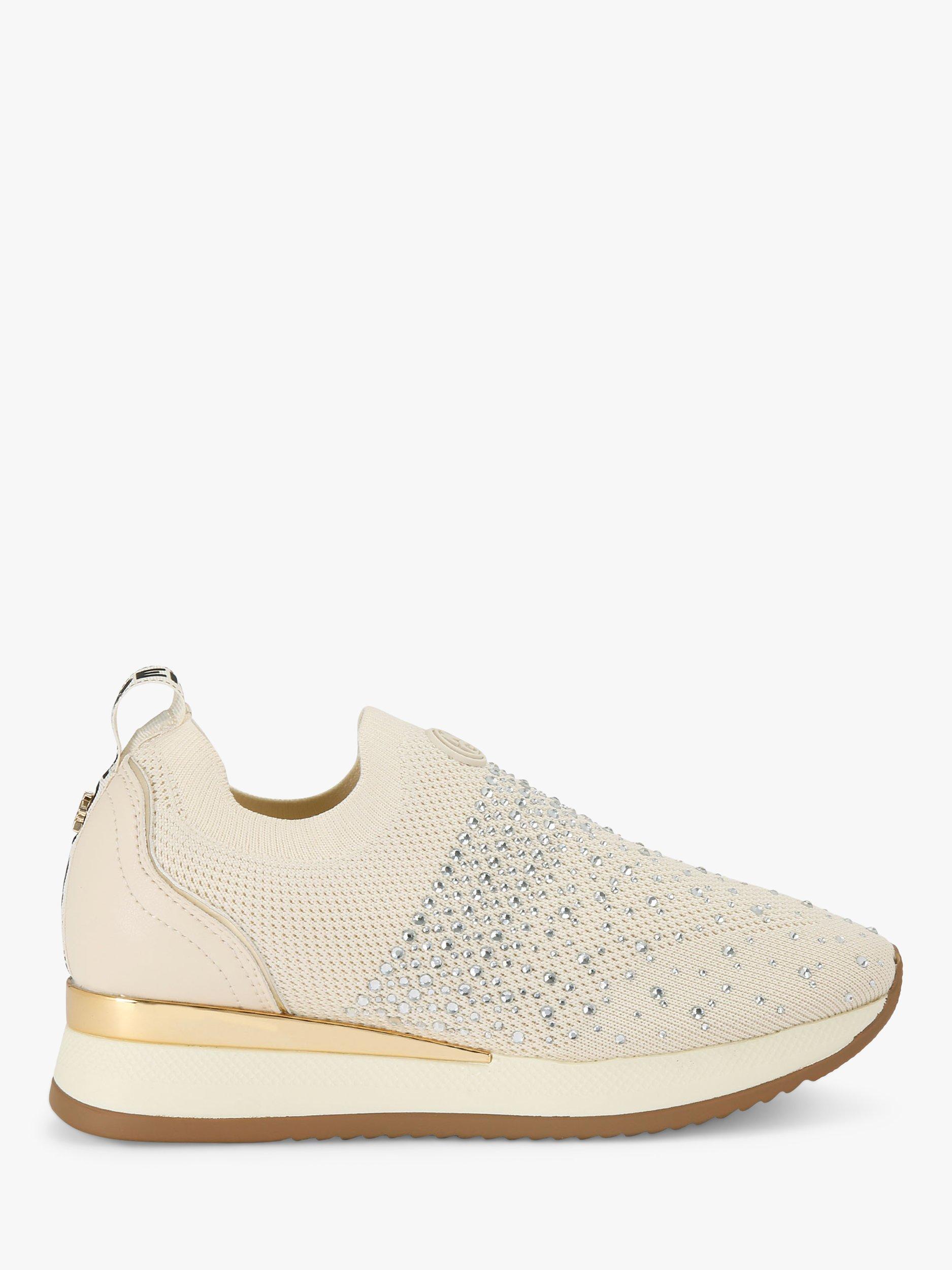 Product image 1 of 5, which shows KG Kurt Geiger Lara Embellished Trainers, Natural Putty, 3
