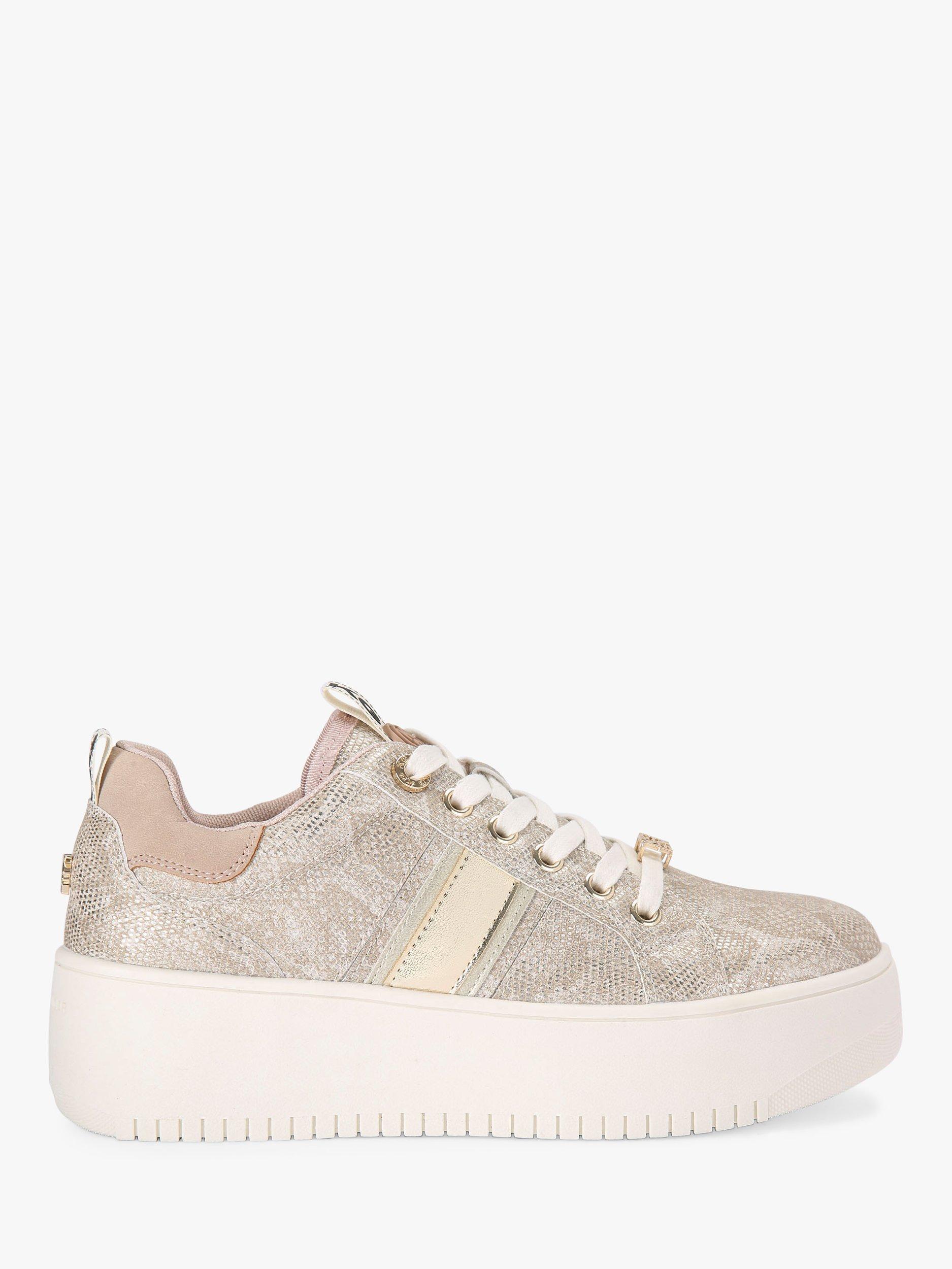 KG Kurt Geiger Leslie Snake Print Lace Up Trainers, Blush