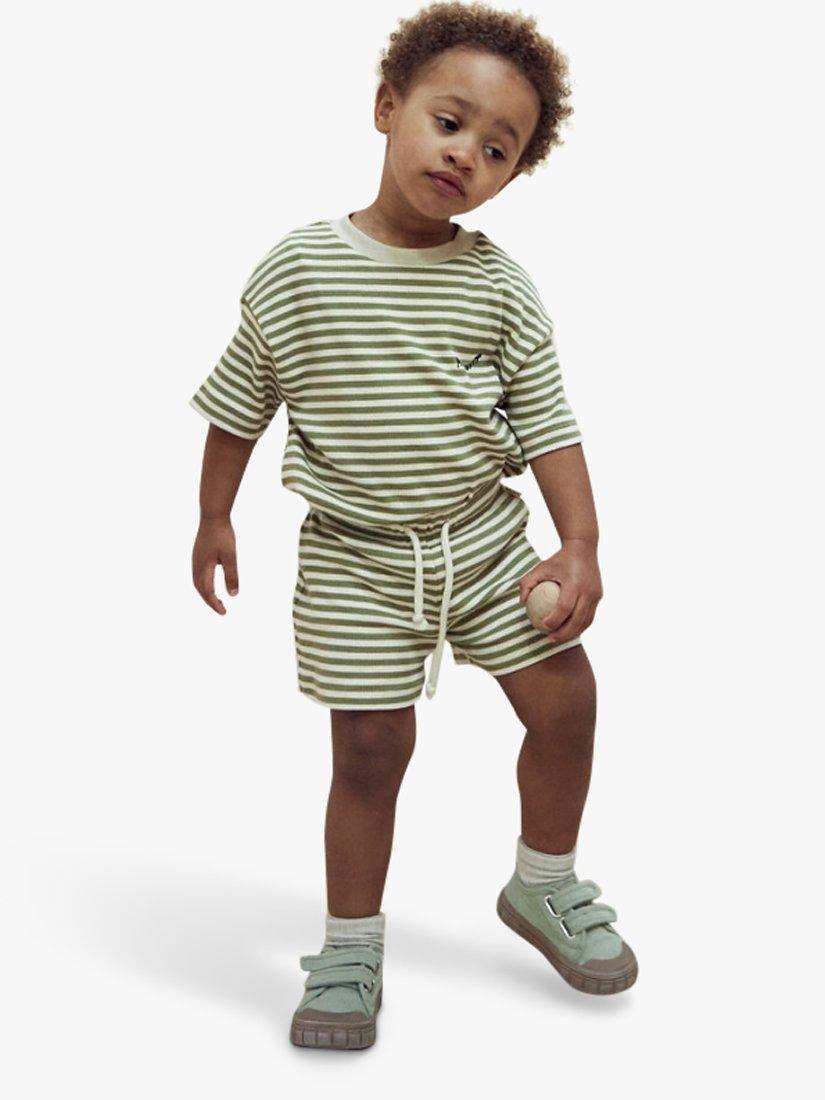 Claude & Co Baby Organic Cotton Blend Stripe Drawstring Shorts, Green/Multi