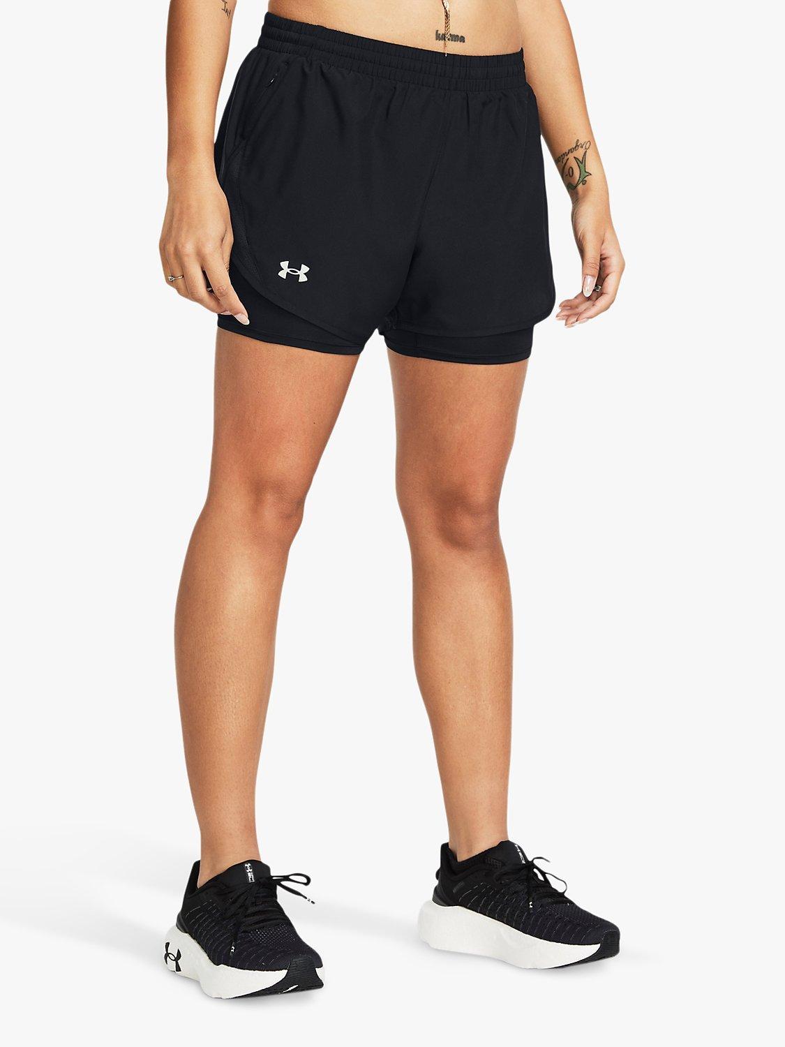 Under Armour Fly B 2 in 1 Shorts, Black/Reflective, XS