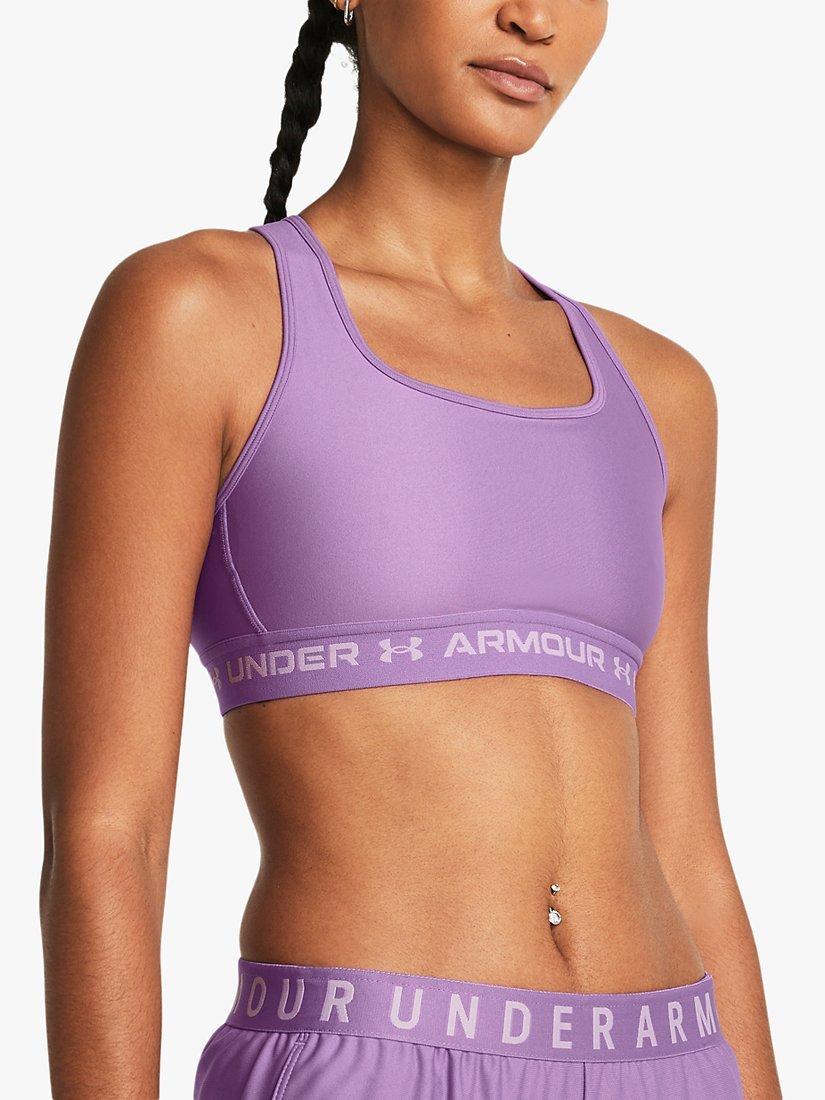 Under Armour Mid Armour Crossback Printed Sports Bra, Purple