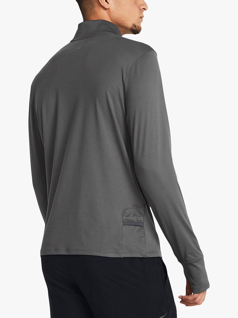 Product image 2 of 3, which shows Under Armour Qualifier 1/4 Zip Long Sleeve Gym Top, Rock/Reflective, S