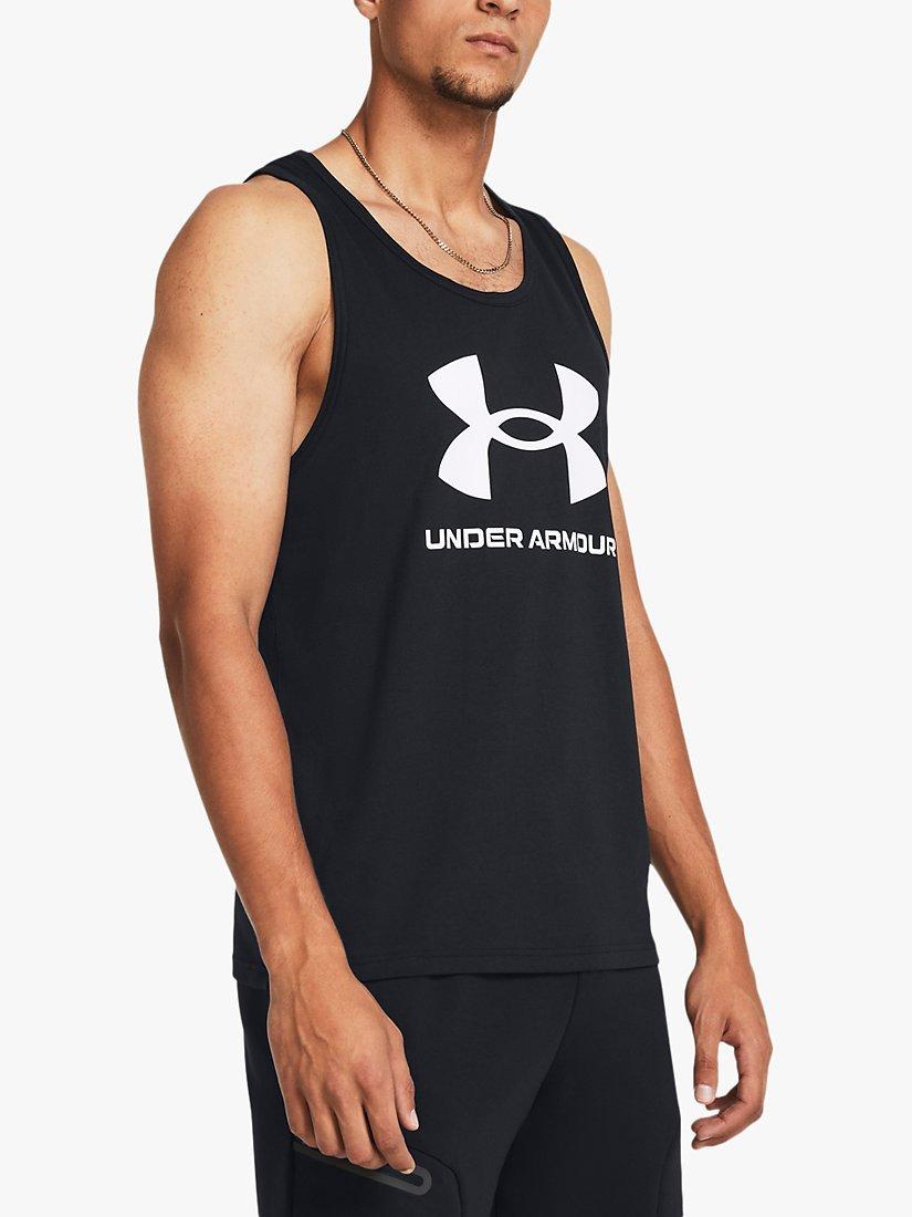 Under Armour Cotton Blend Sport Tank Top, Black/White