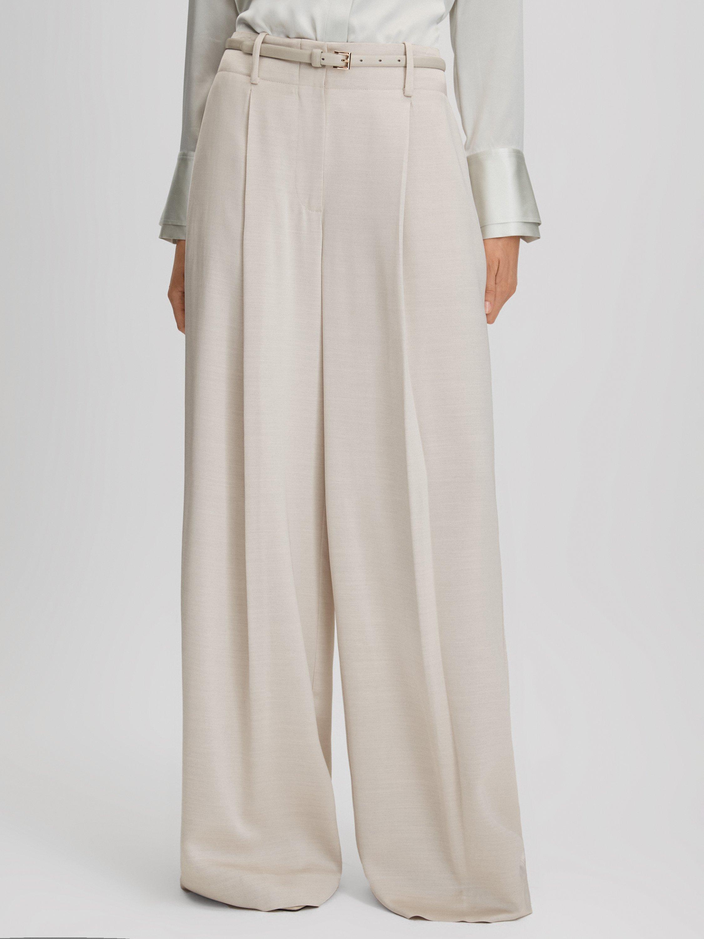 Reiss Isla Wide Leg Trousers, Champagne