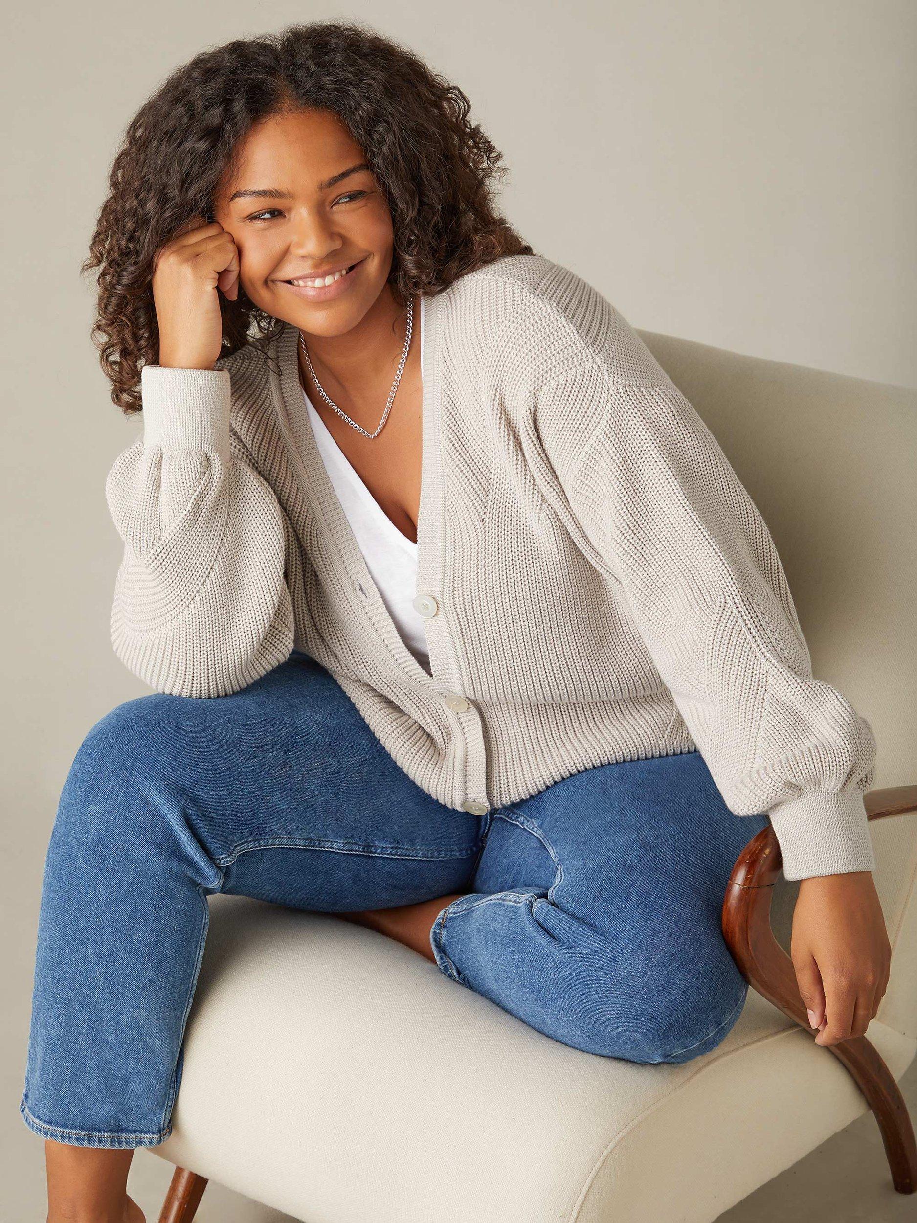 Grey balloon sleeve cardigan best sale