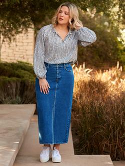 Live Unlimited Curve Leaf Print Blouse, Grey/White, Grey/White