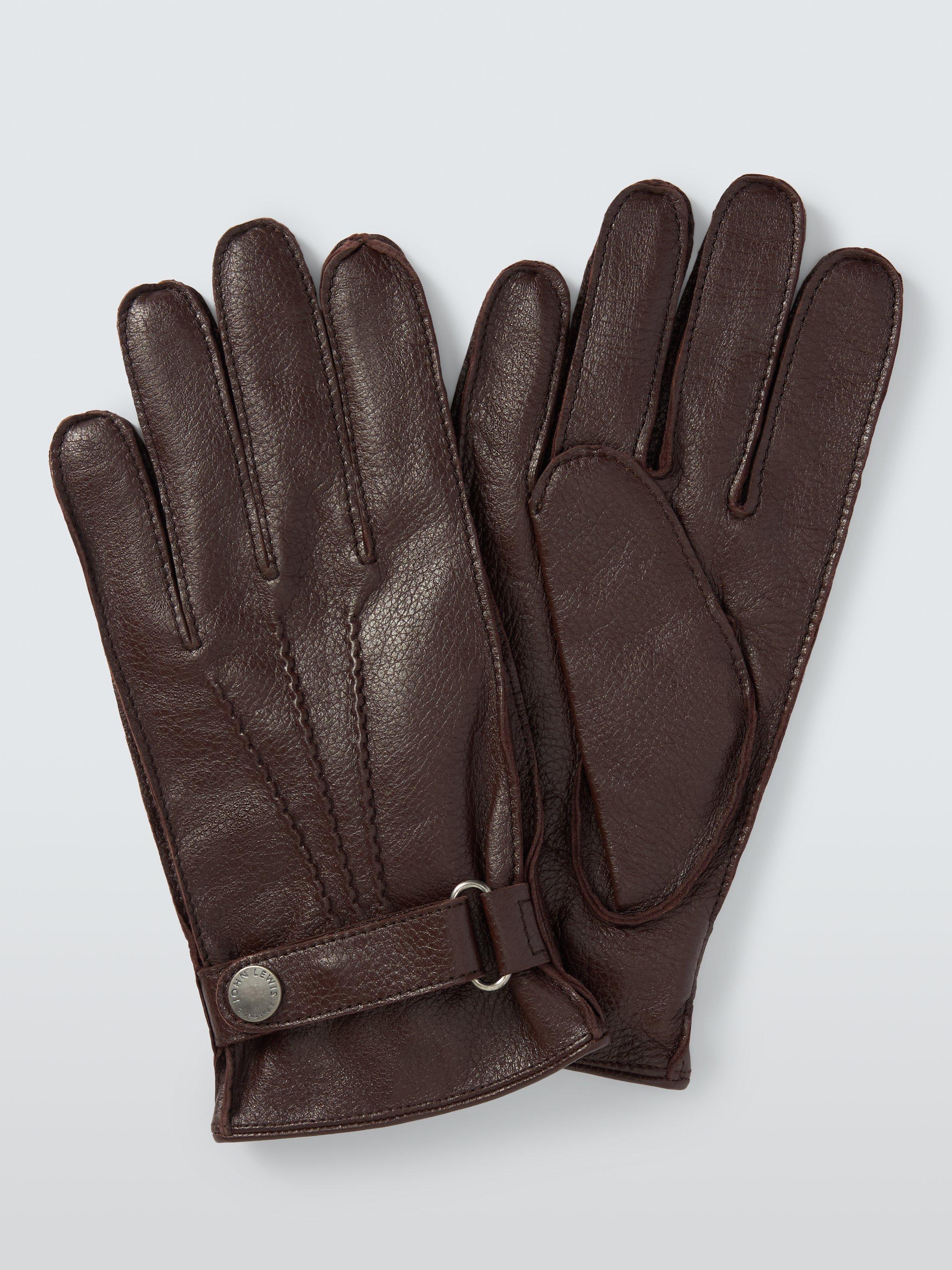 Product image 1 of 2, which shows John Lewis Leather Gloves, Brown, L