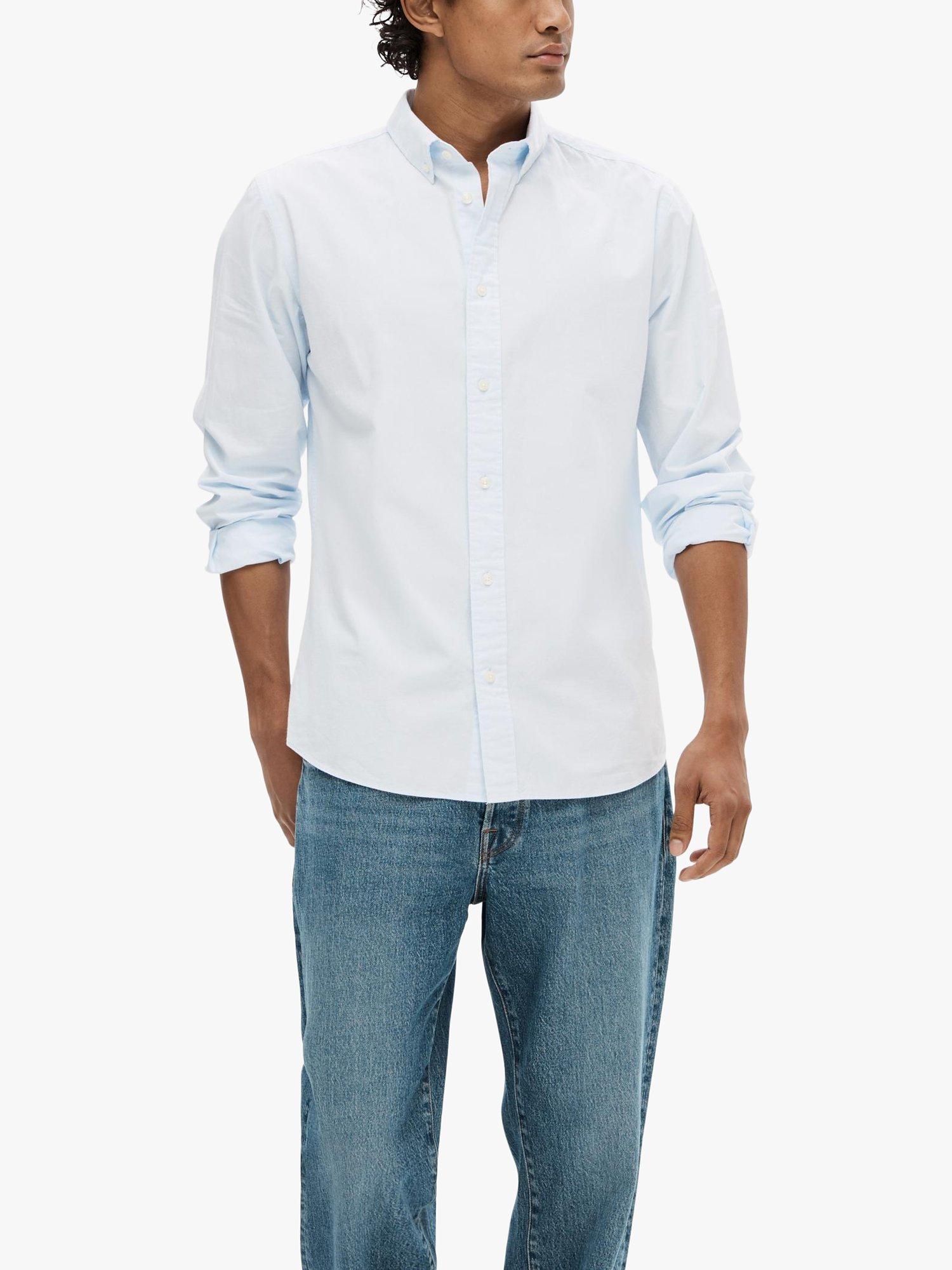Product image 1 of 6, which shows SELECTED HOMME Poplin Long Sleeve Shirt, Light Blue, S