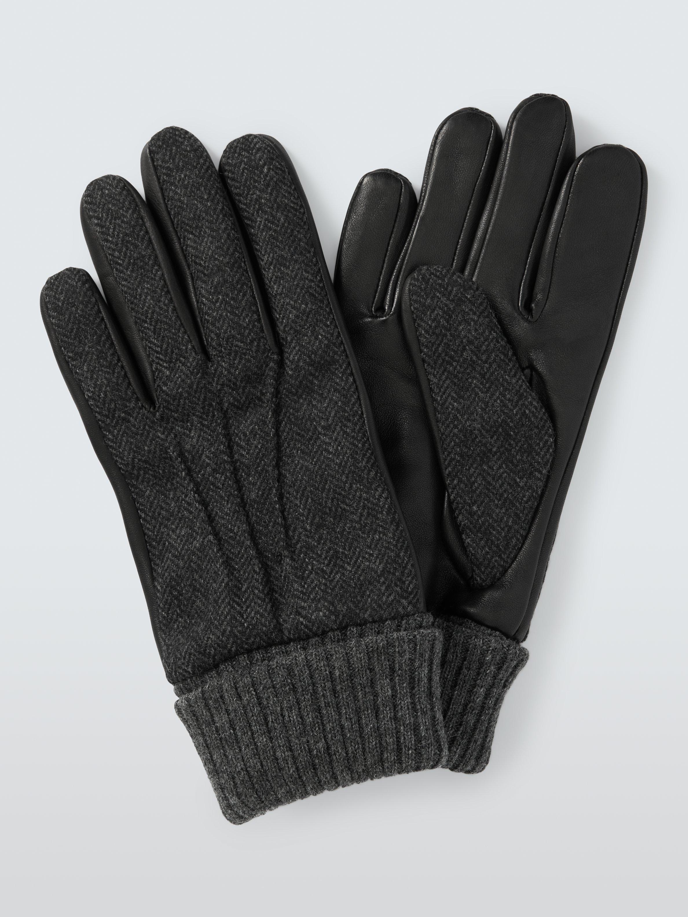 John Lewis Wool & Leather Gloves, Grey