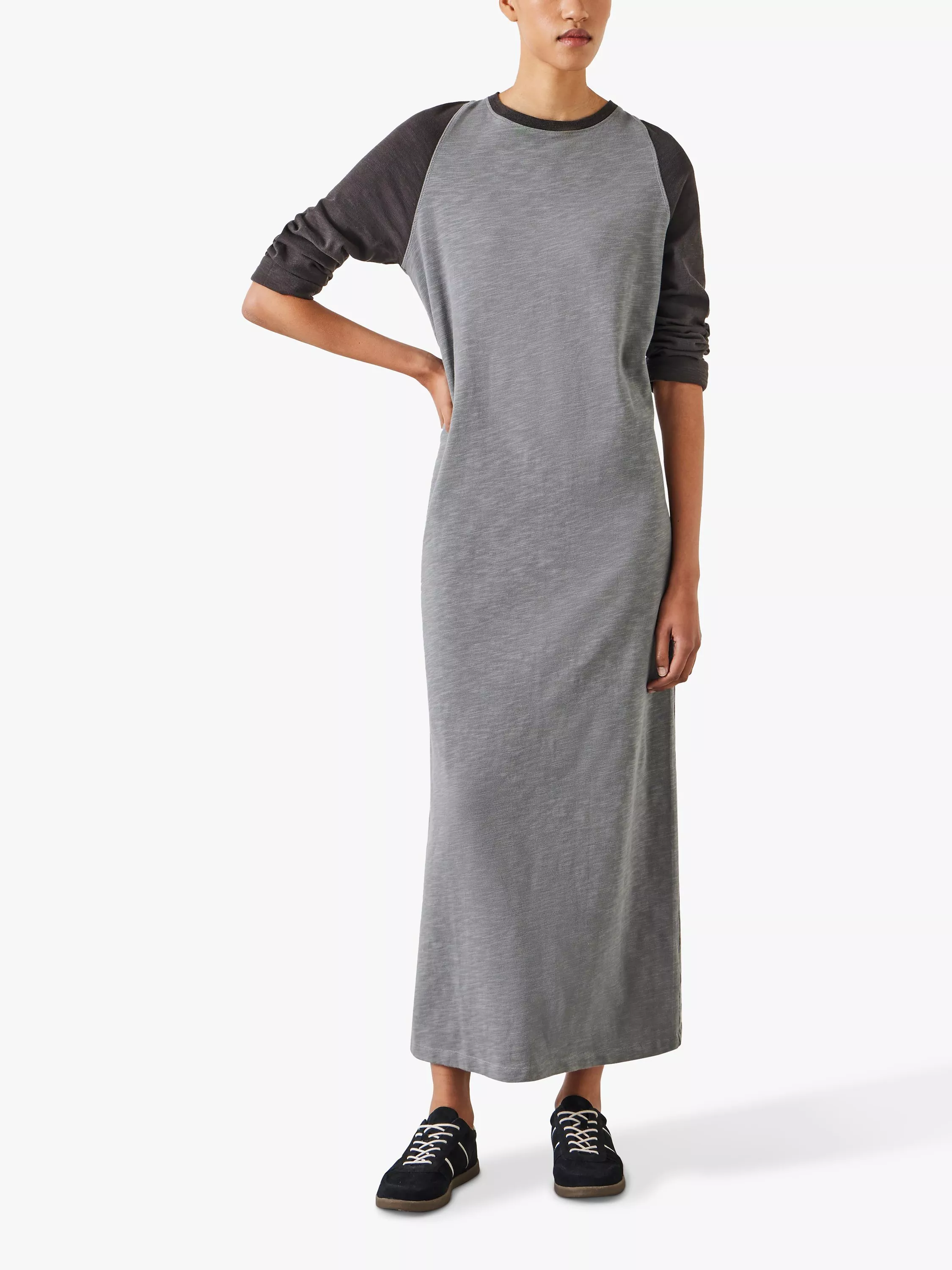 HUSH Billie Jersey Maxi T Shirt Dress Light Grey Marl