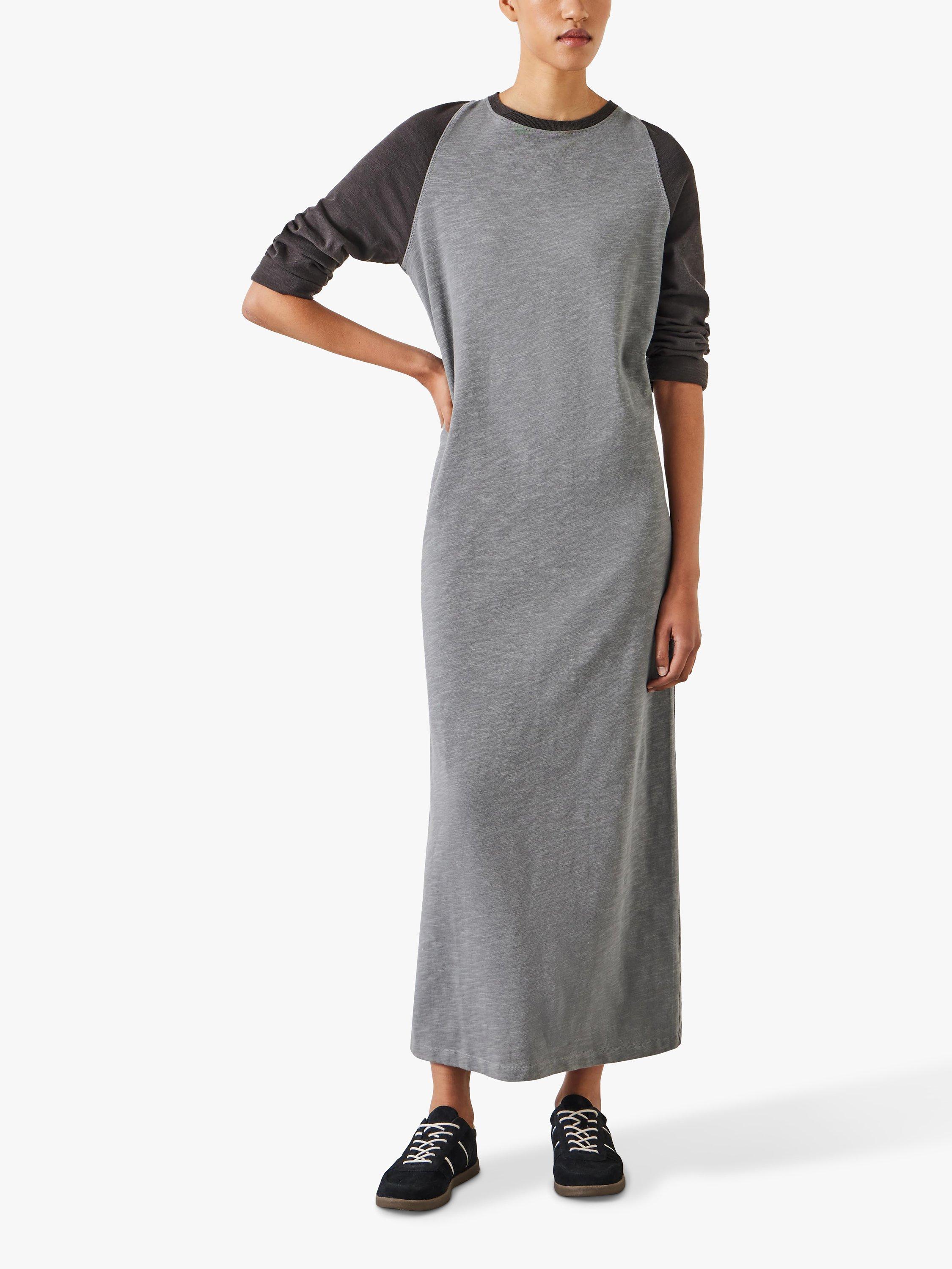 Product image 1 of 5, which shows HUSH Billie Jersey Maxi T-Shirt Dress, Light Grey Marl, 4
