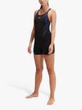 Speedo Hyperboom Logo Print Legsuit, Black/Cobalt