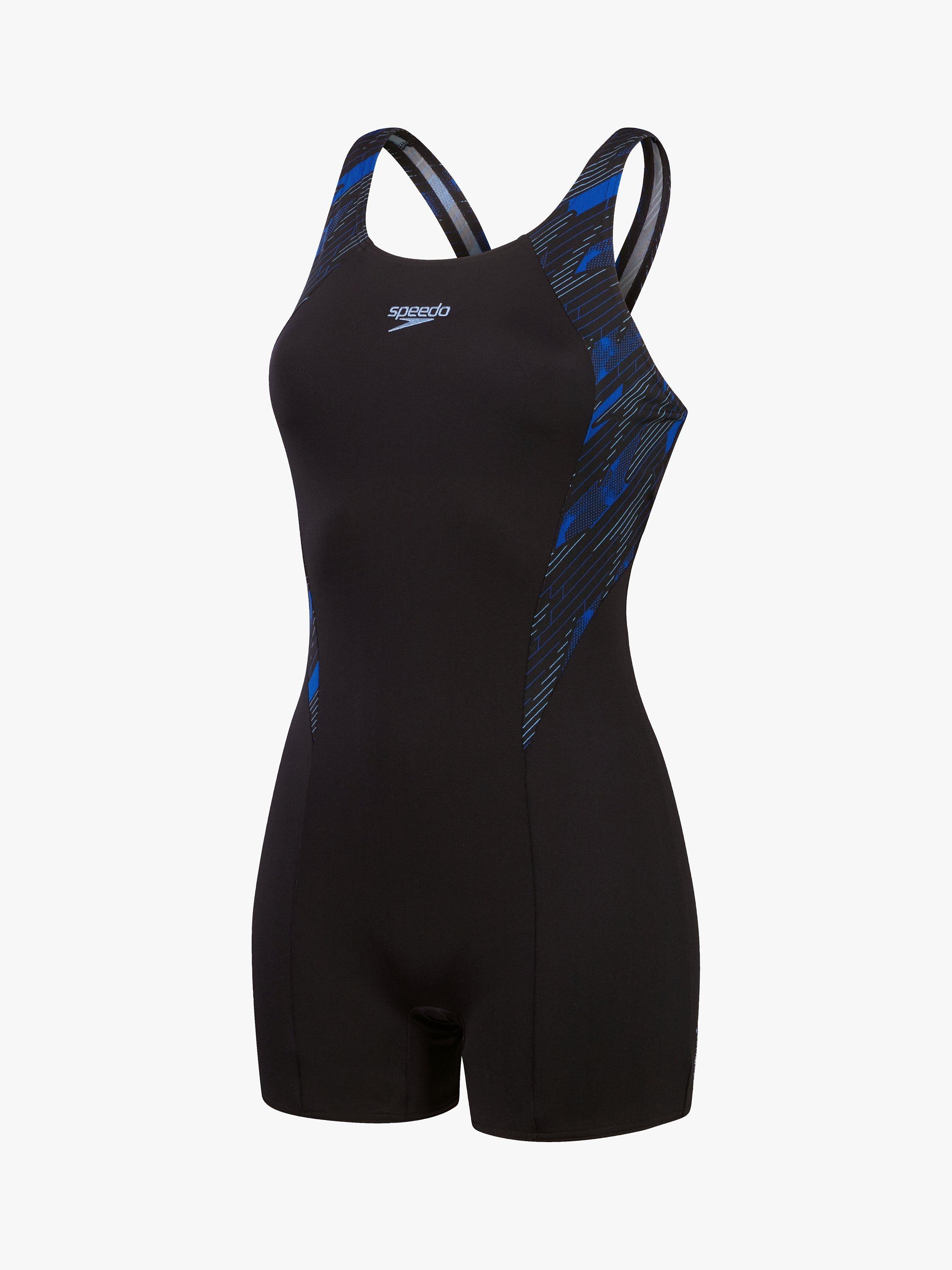 Speedo Hyperboom Logo Print Legsuit Black Cobalt