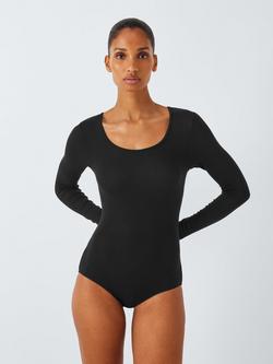 John Lewis Heat Generating Ribbed Scoop Bodysuit, Black
