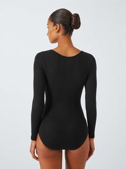 John Lewis Heat Generating Ribbed Scoop Bodysuit - view 2, Black
