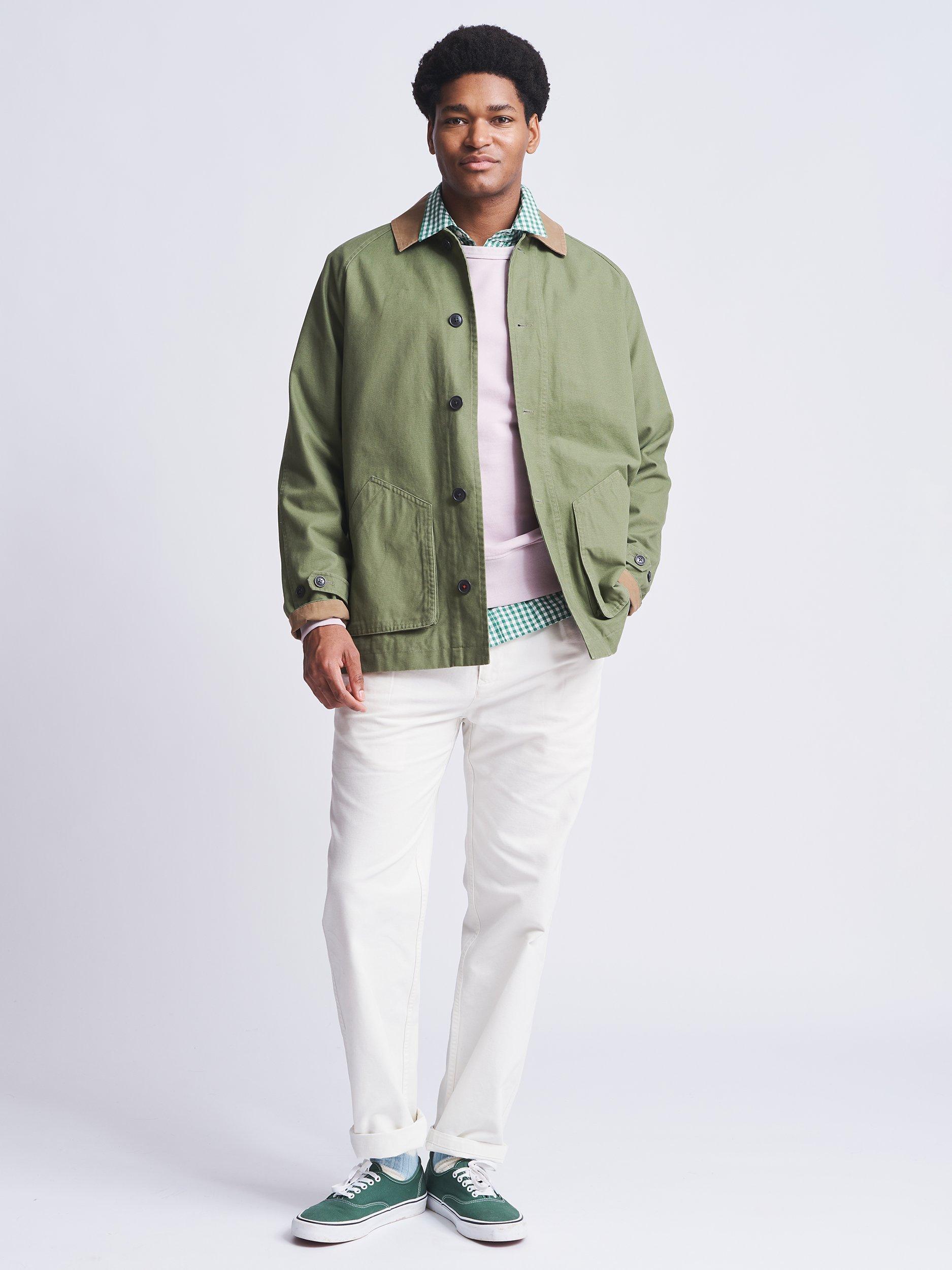 Product image 3 of 6, which shows Aubin Ingham Cotton Canvas Barn Jacket, Washed Khaki, S