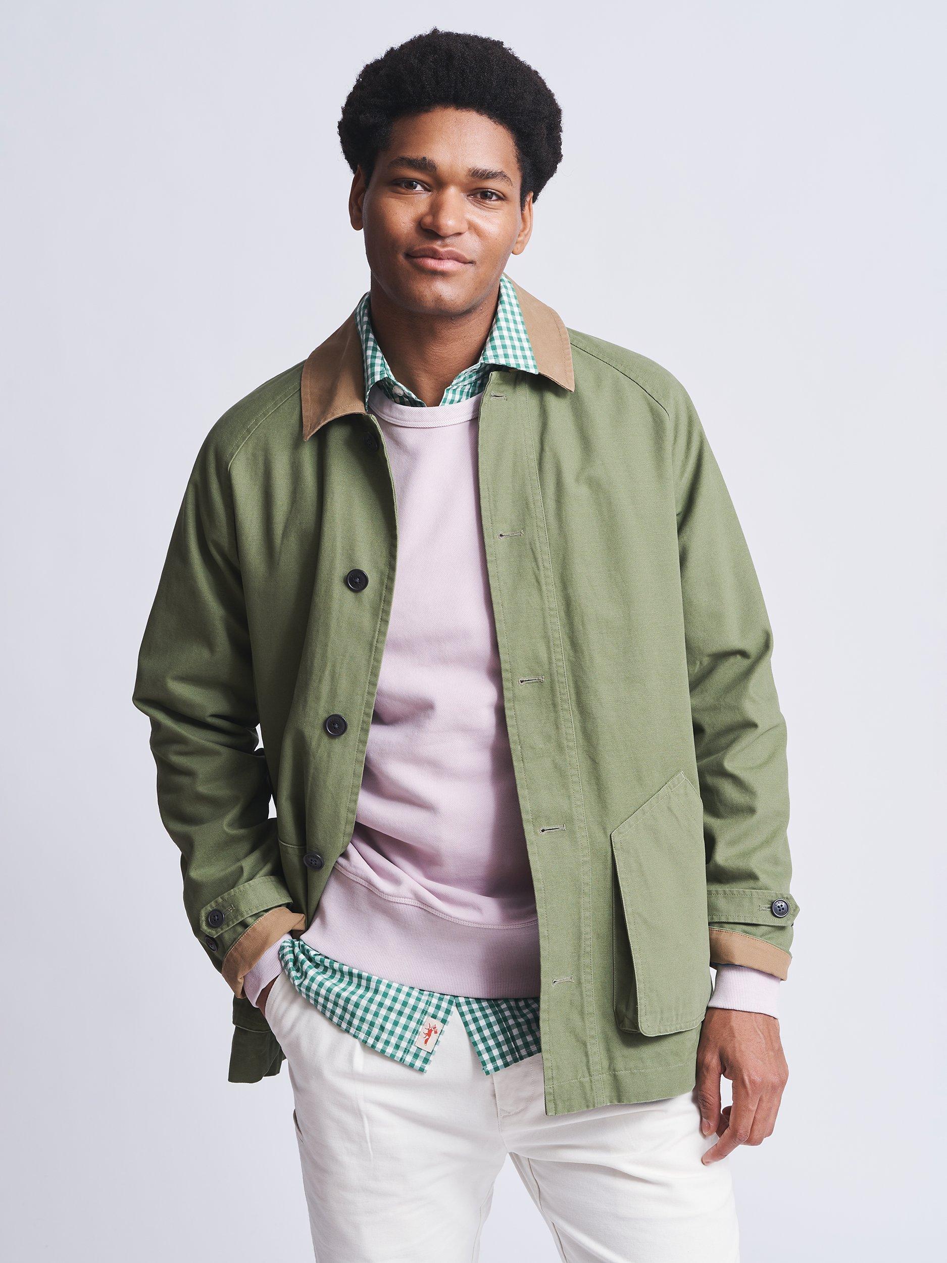 Product image 4 of 6, which shows Aubin Ingham Cotton Canvas Barn Jacket, Washed Khaki, S