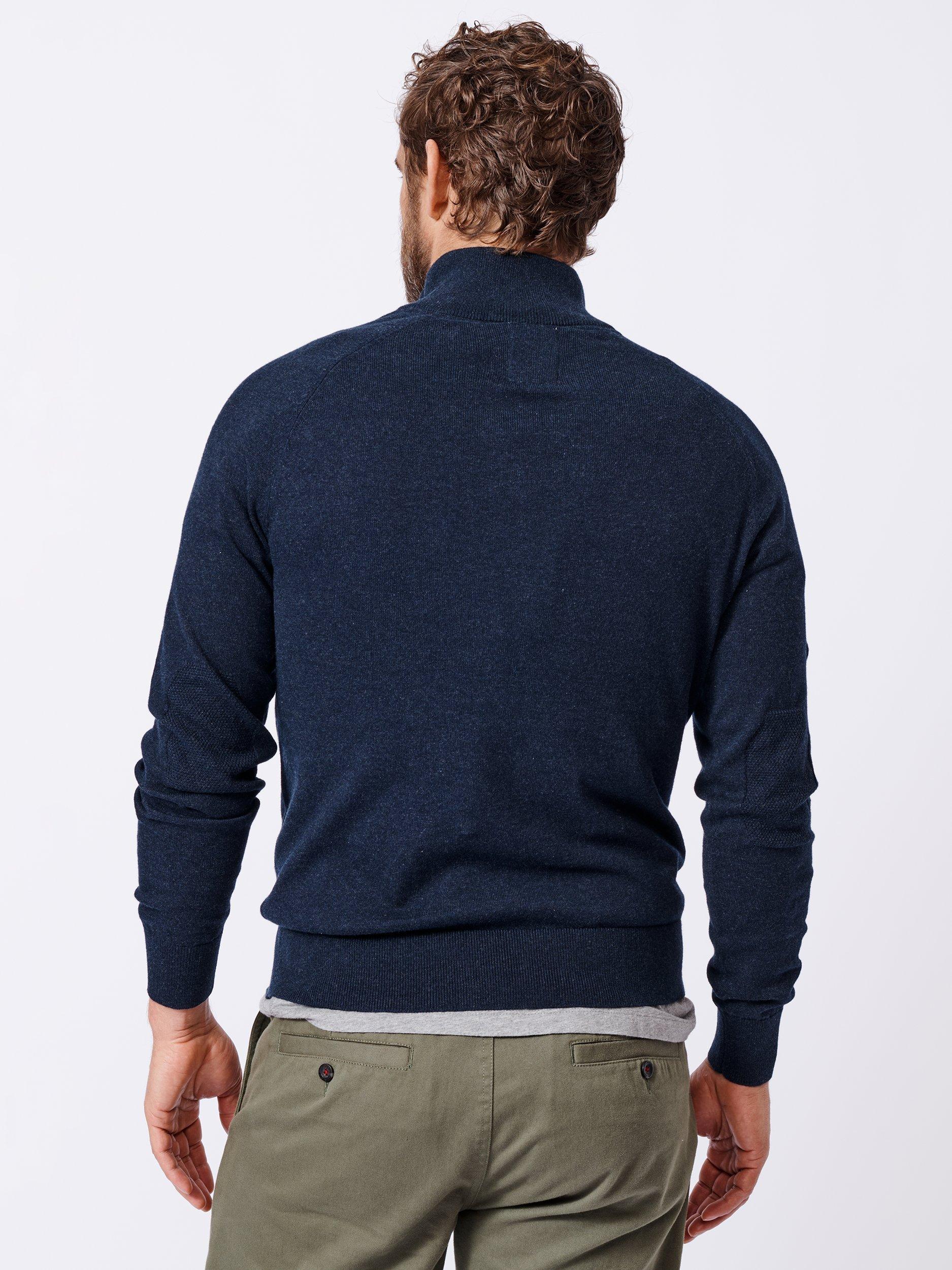 Product image 2 of 7, which shows Aubin Bonby Zip Neck Cotton Jumper, Navy, S