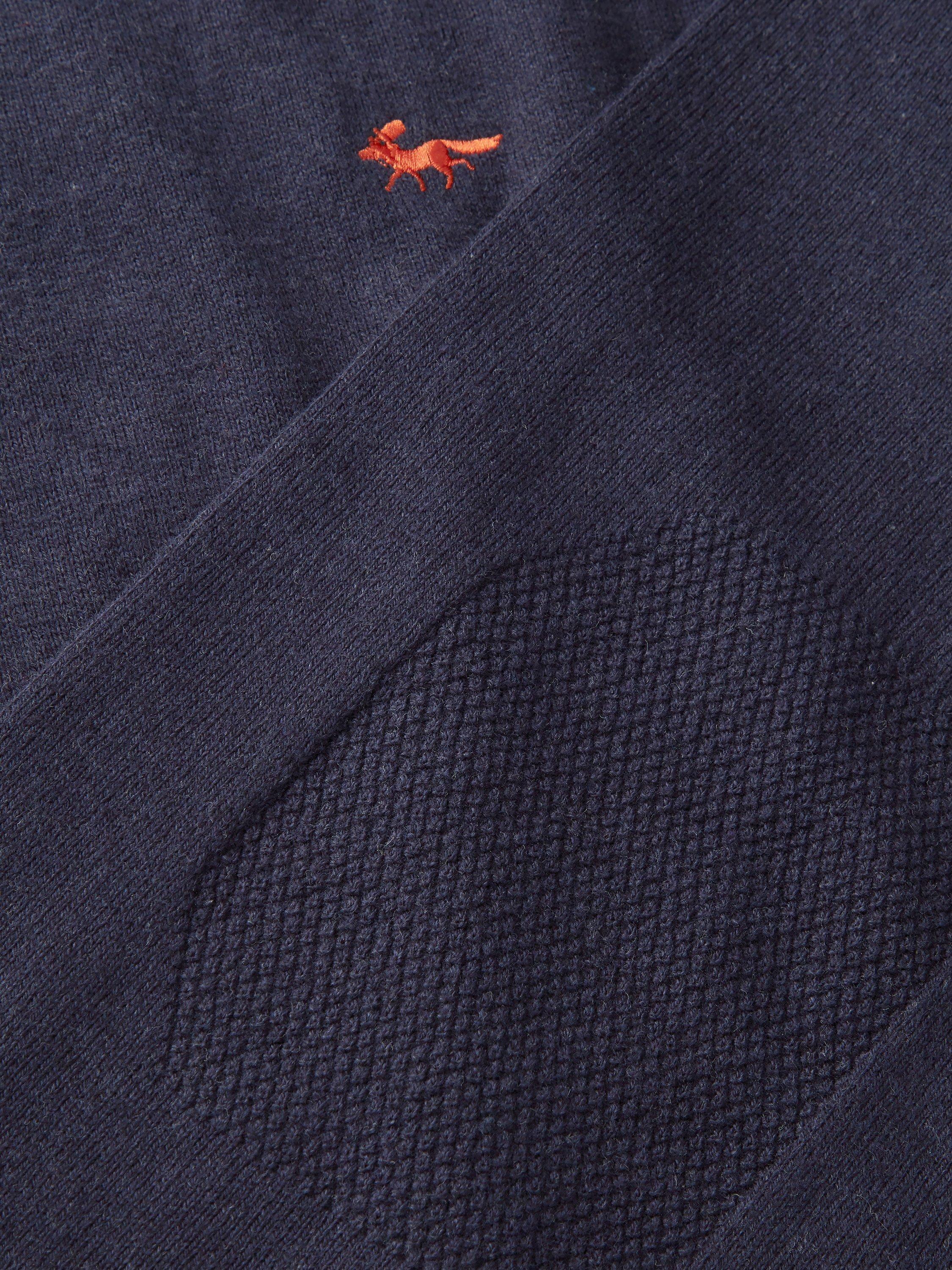 Product image 6 of 7, which shows Aubin Bonby Zip Neck Cotton Jumper, Navy, S