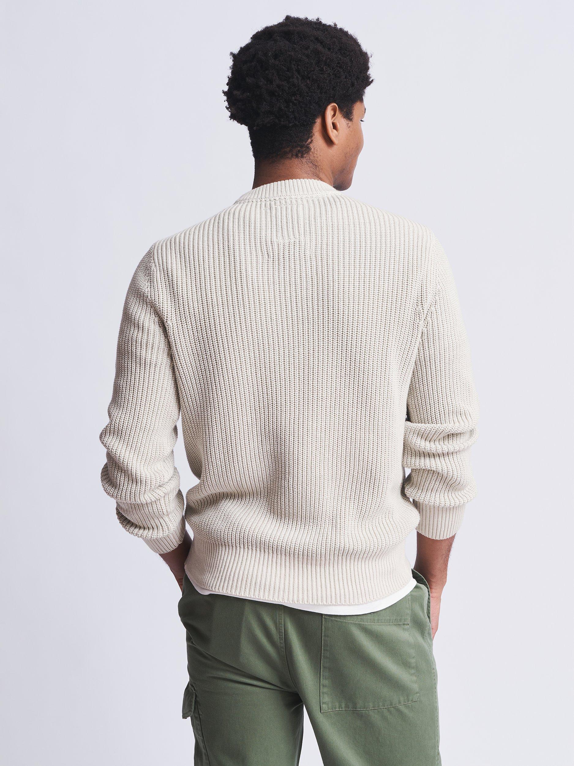 Product image 2 of 6, which shows Aubin Martin Ribbed Crew Neck Cotton Jumper, Ecru, XXL