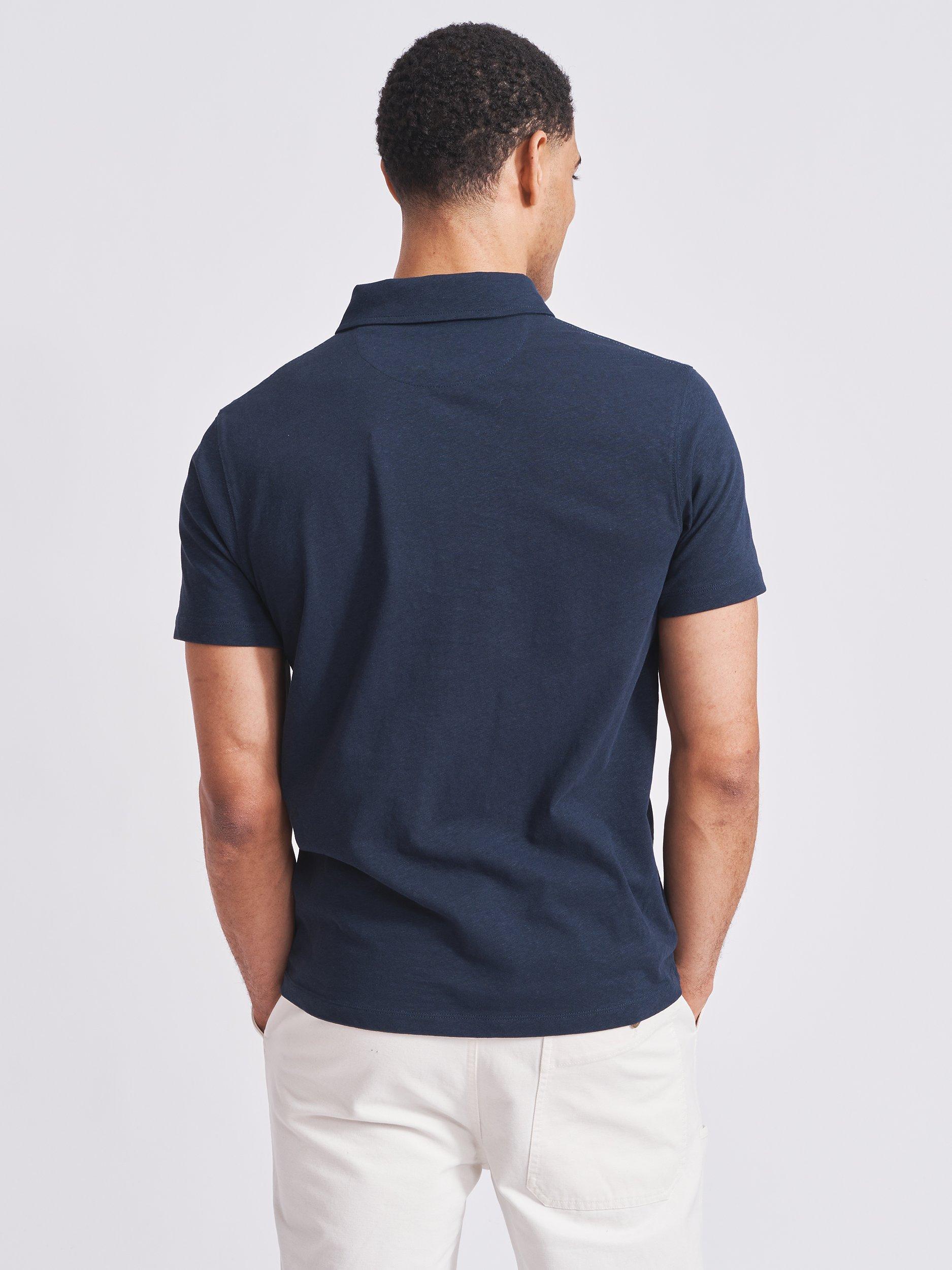 Product image 2 of 6, which shows Aubin Arnold Linen Blend Polo Shirt, Navy, S