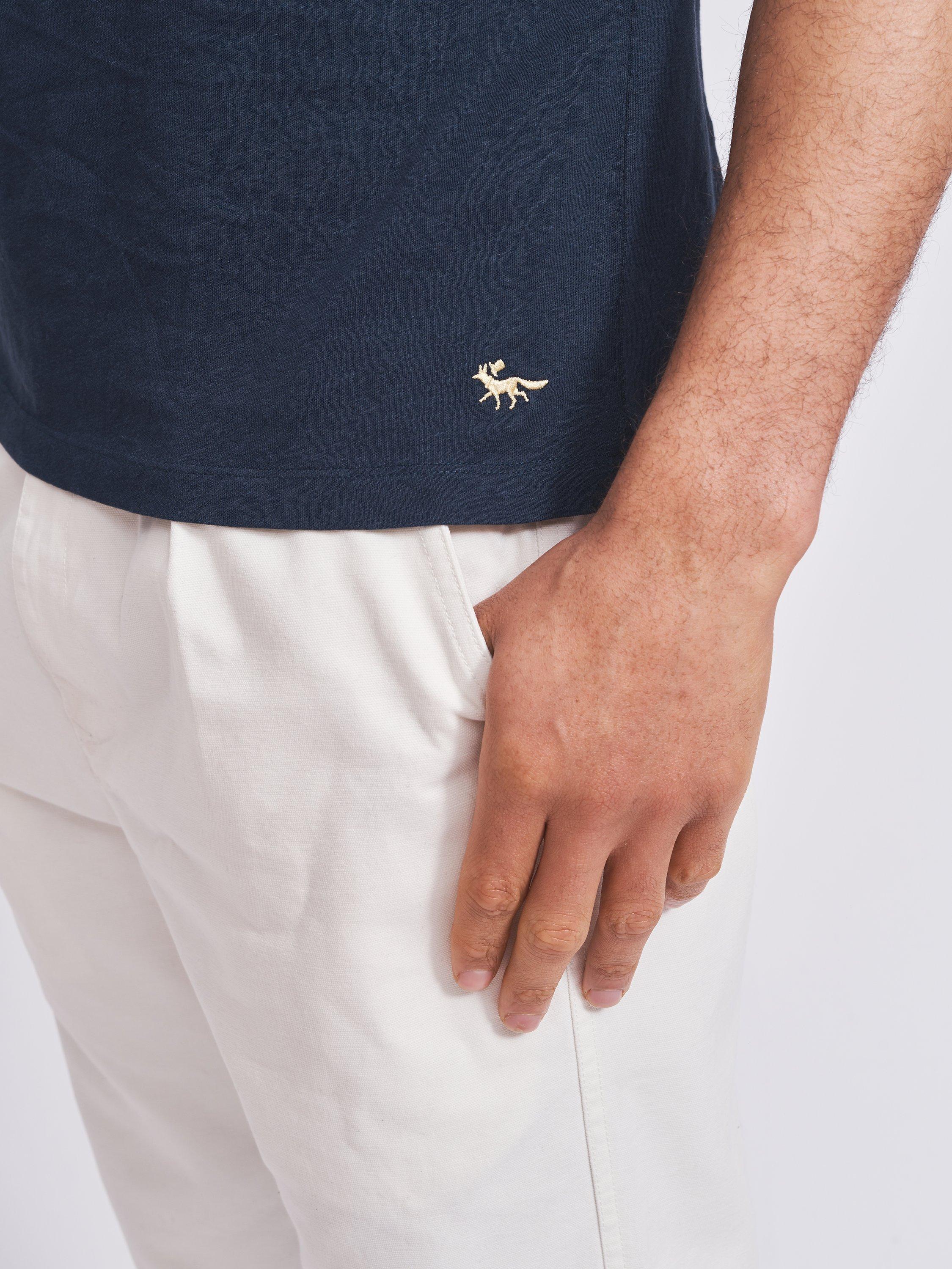 Product image 4 of 6, which shows Aubin Arnold Linen Blend Polo Shirt, Navy, S
