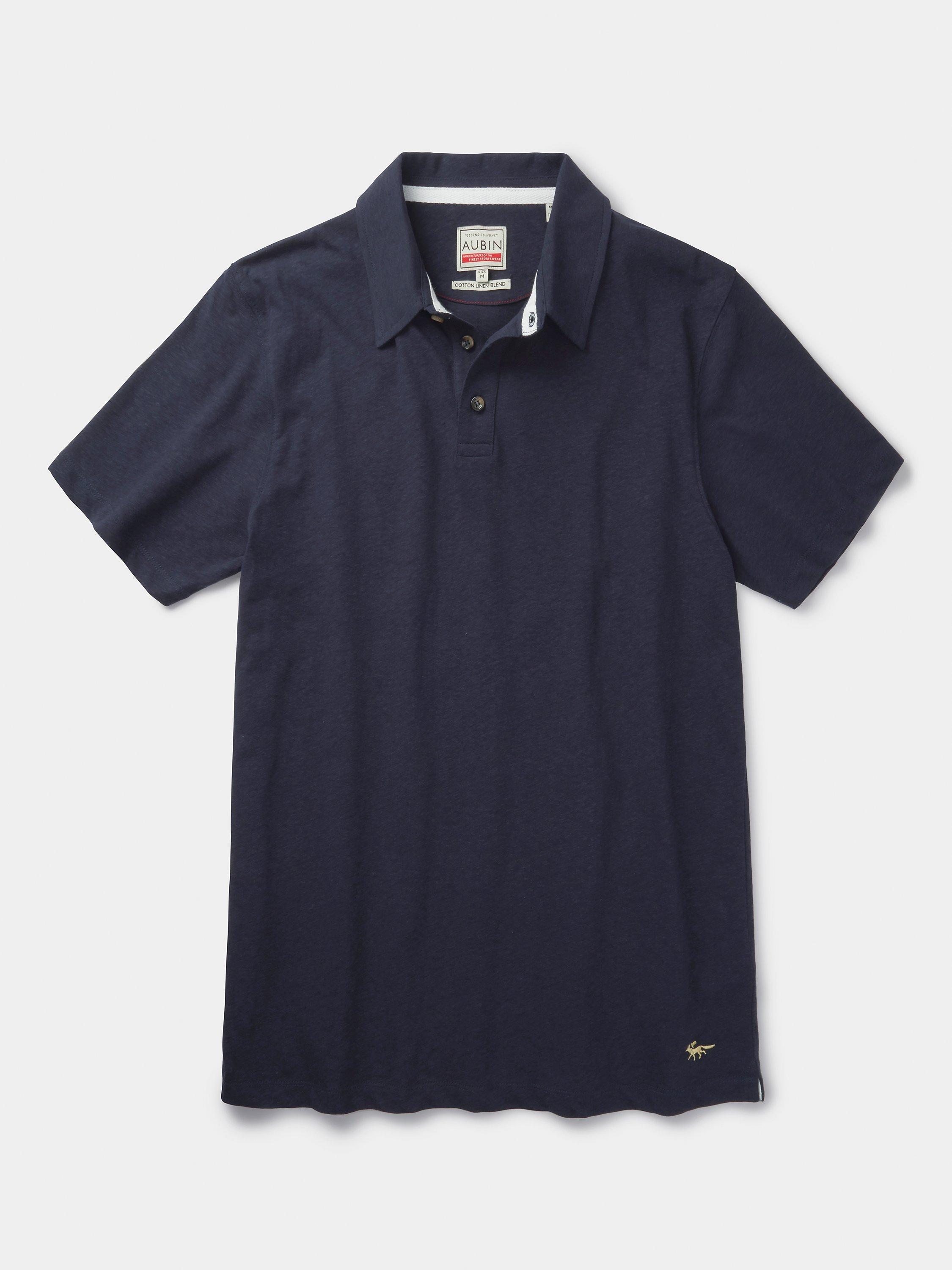 Product image 6 of 6, which shows Aubin Arnold Linen Blend Polo Shirt, Navy, S