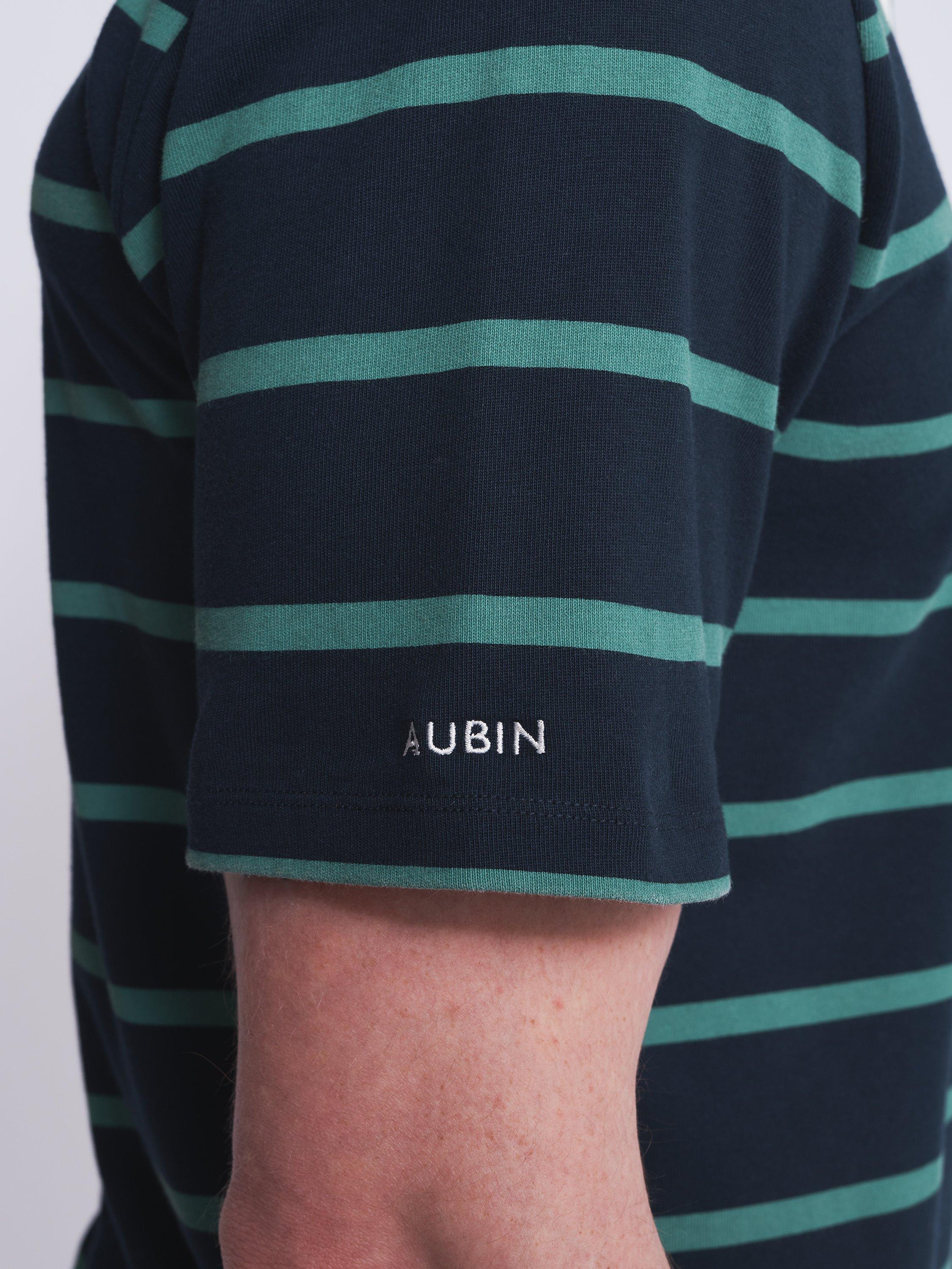 Product image 5 of 6, which shows Aubin Conningsby Heavyweight Cotton Polo Shirt, Navy/Green, XL