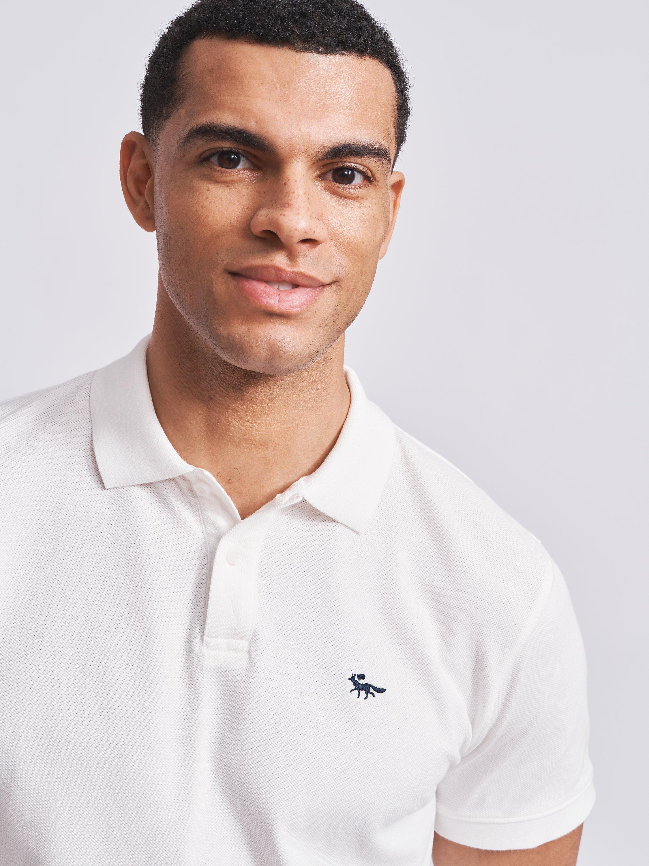 Product image 2 of 2, which shows Aubin Hanby Pique Short Sleeve Polo Shirt, White, S