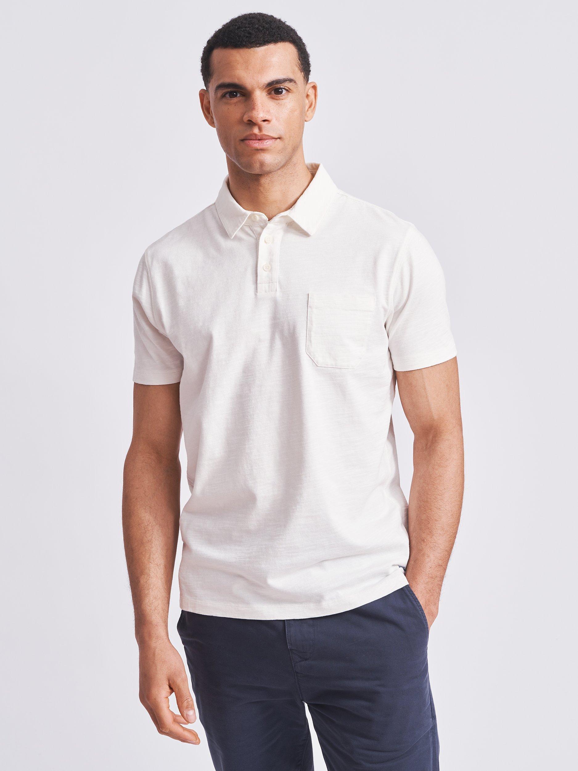 Product image 1 of 5, which shows Aubin Claxby Slub Cotton Polo Shirt, White, M