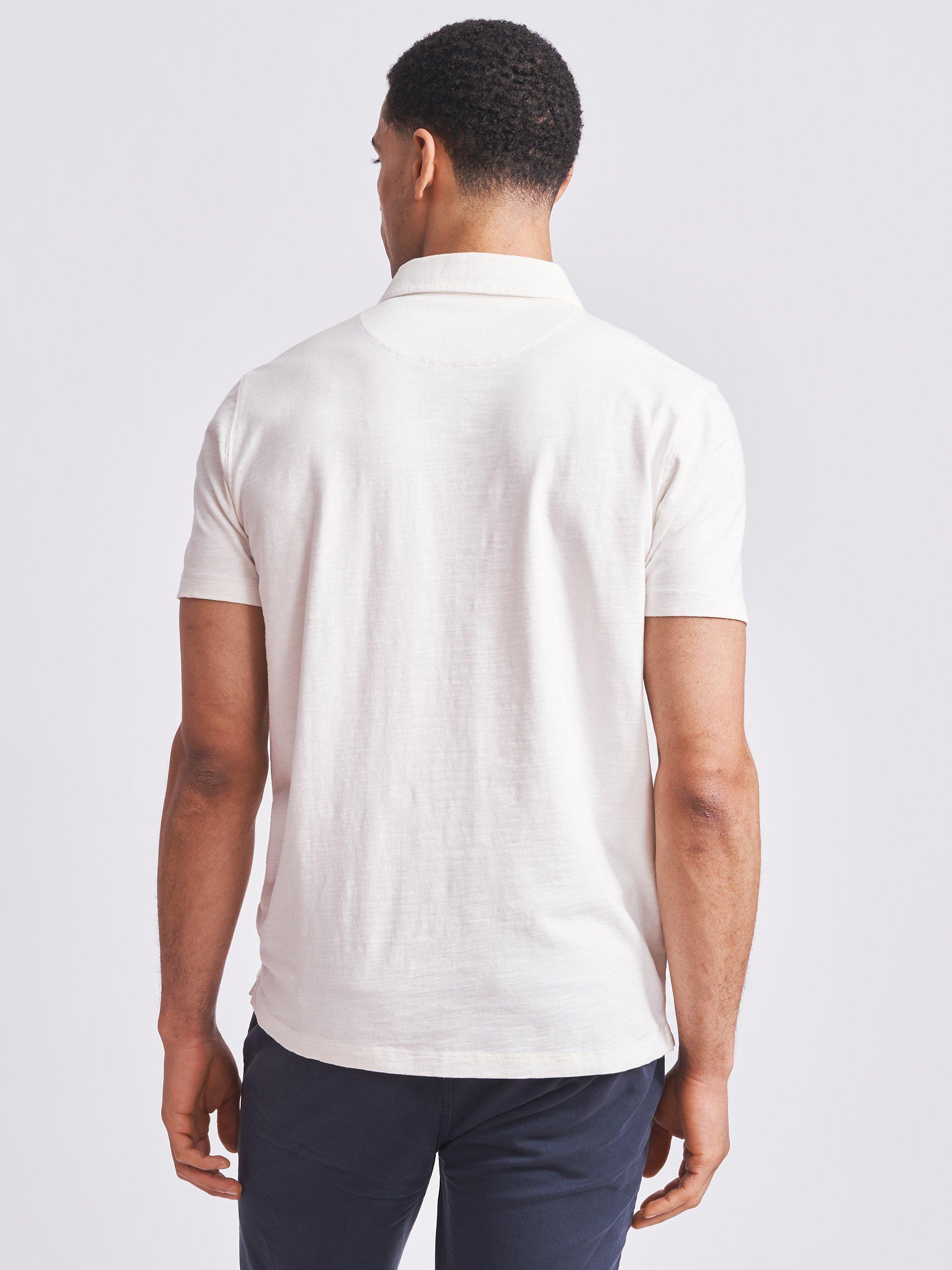 Product image 2 of 5, which shows Aubin Claxby Slub Cotton Polo Shirt, White, M