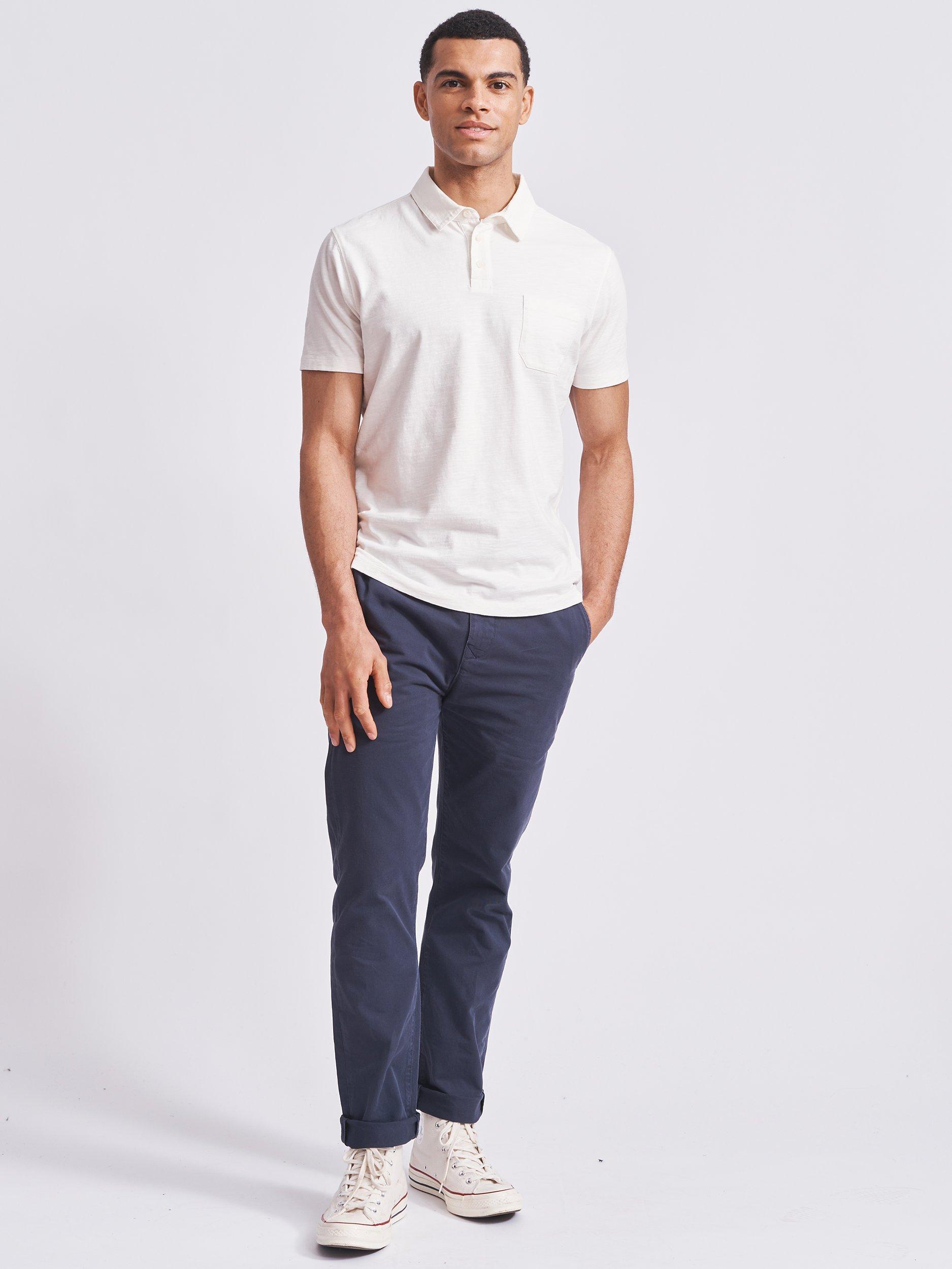 Product image 3 of 5, which shows Aubin Claxby Slub Cotton Polo Shirt, White, M