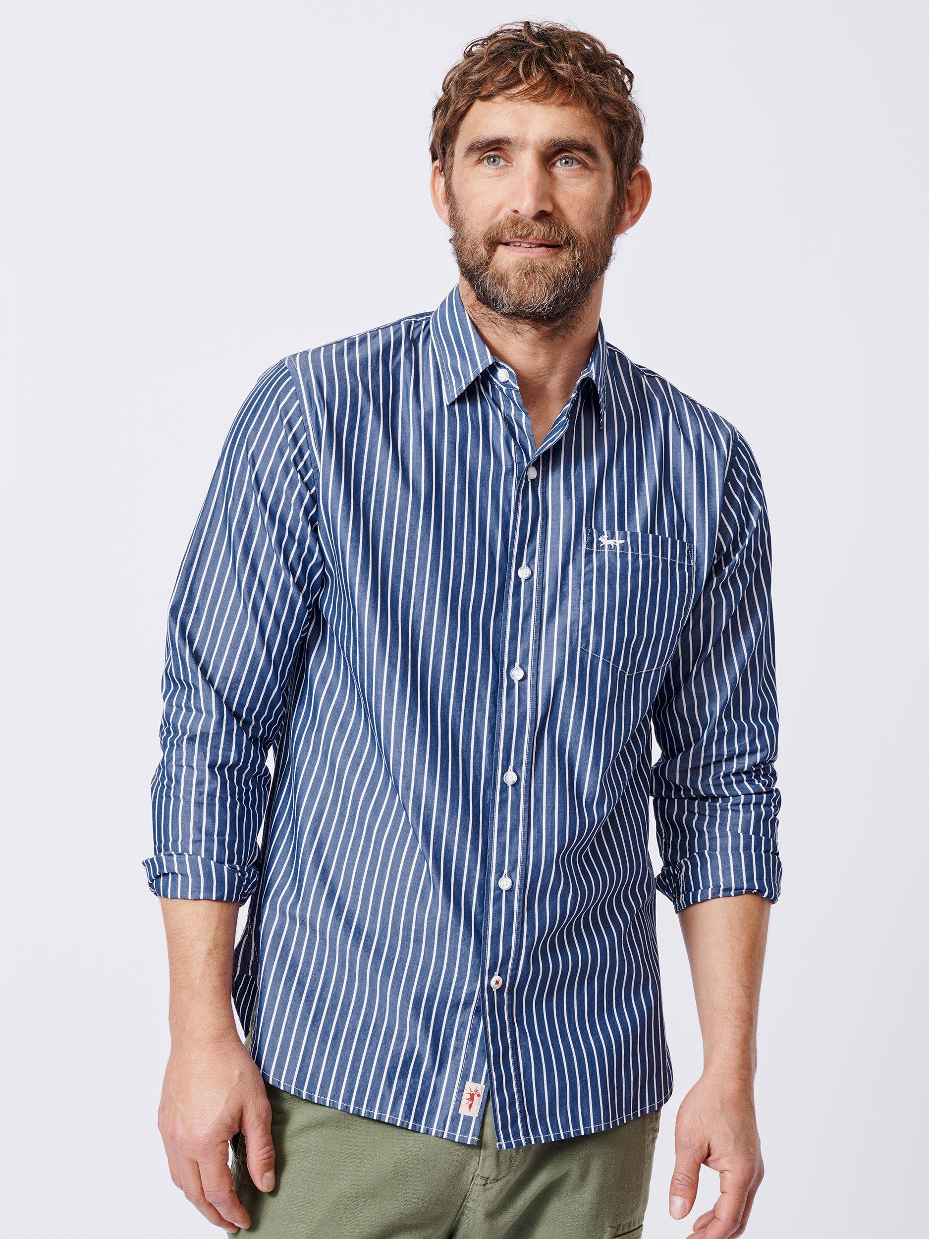 Aubin Gladstone Cotton Poplin Shirt, Blue/White, S