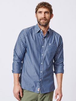 Aubin Gladstone Cotton Poplin Shirt, Blue/White Stripe