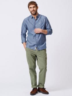 Aubin Gladstone Cotton Poplin Shirt - view 2, Blue/White Stripe