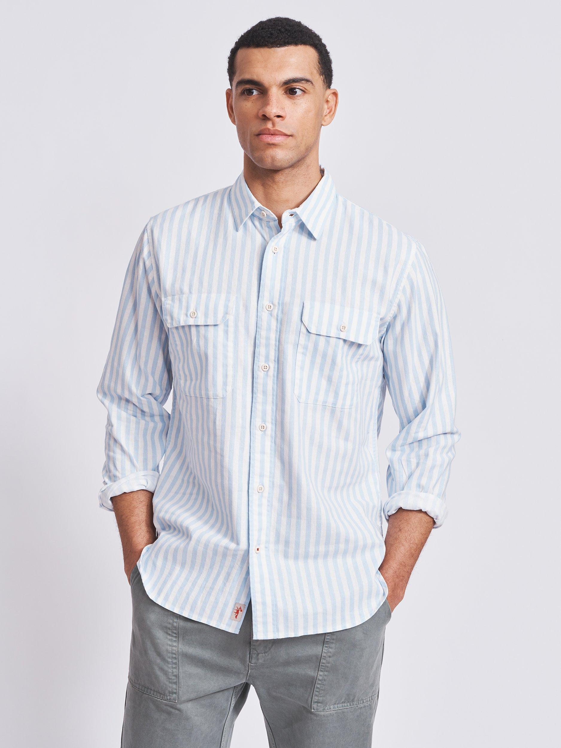 Aubin Appleton Double Pocket Shirt, Blue/White
