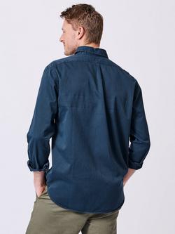 Aubin Hessle Garment Dyed Cotton Shirt - view 2, Navy